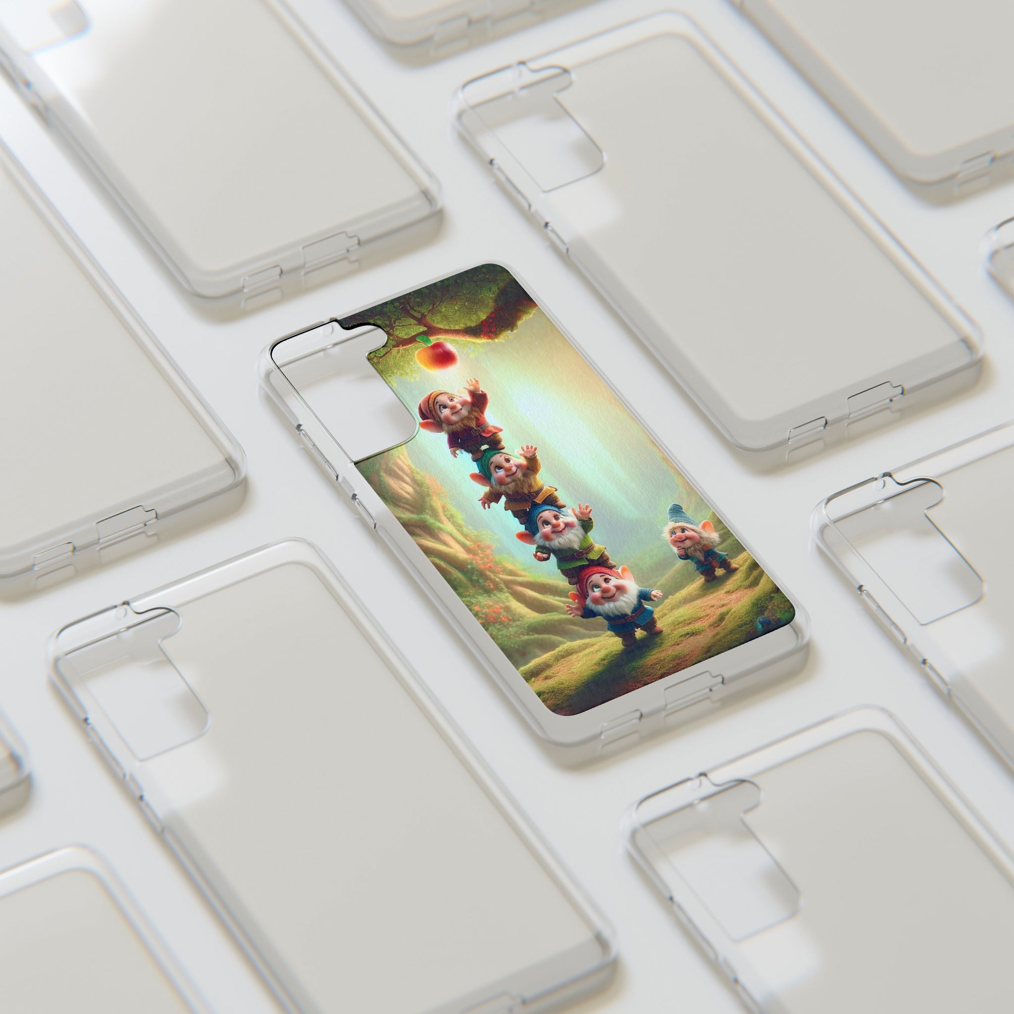 Gnomes reaching an apple - Soft Phone Case