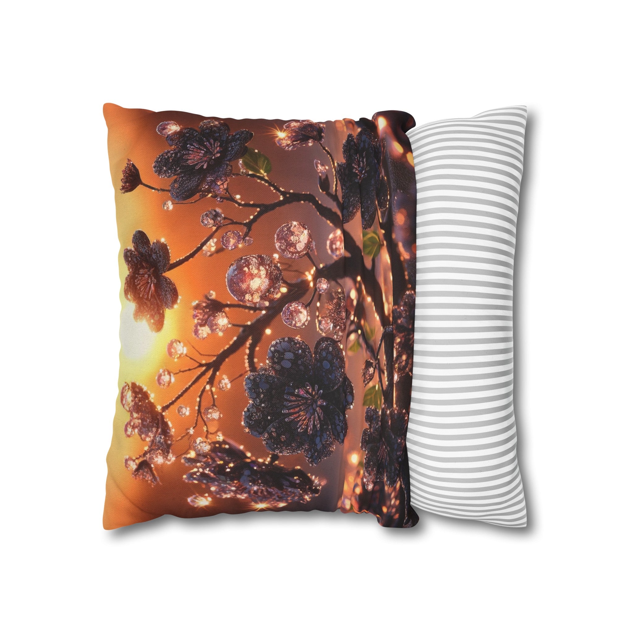 Black diamond flowers (2) - Polyester Square Pillowcase