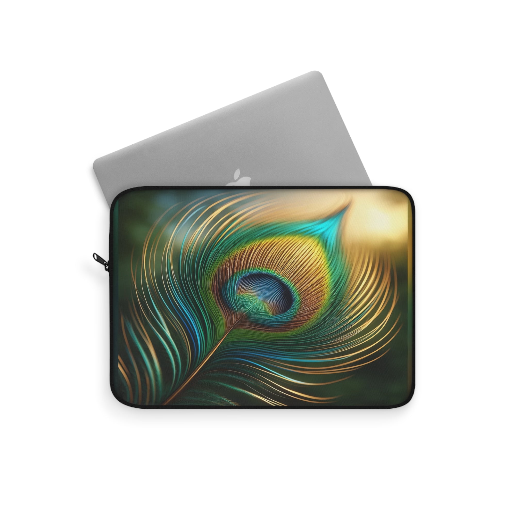 A green-golden peacock feather - Laptop Sleeve