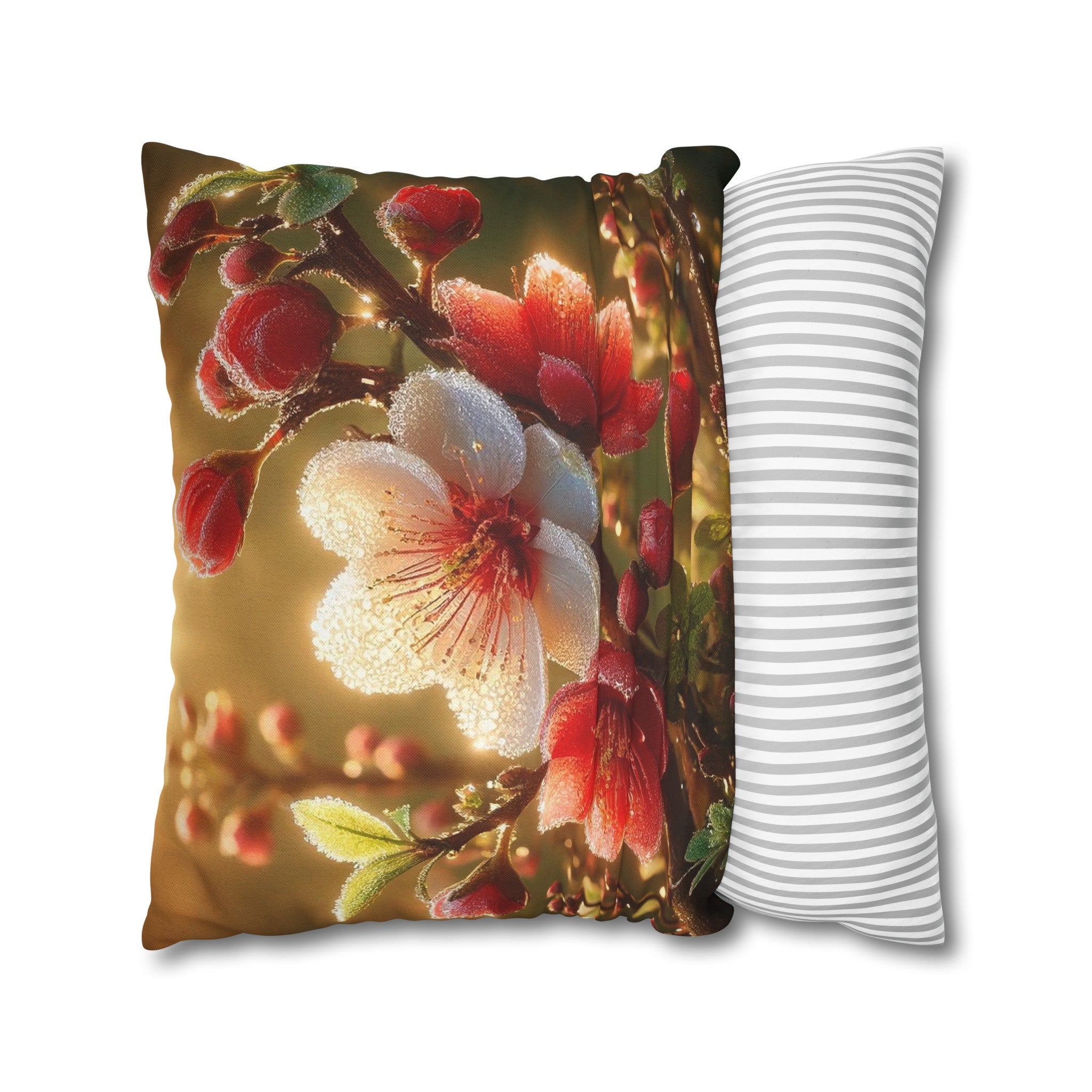 Red diamond flowers (4) - Polyester Square Pillowcase