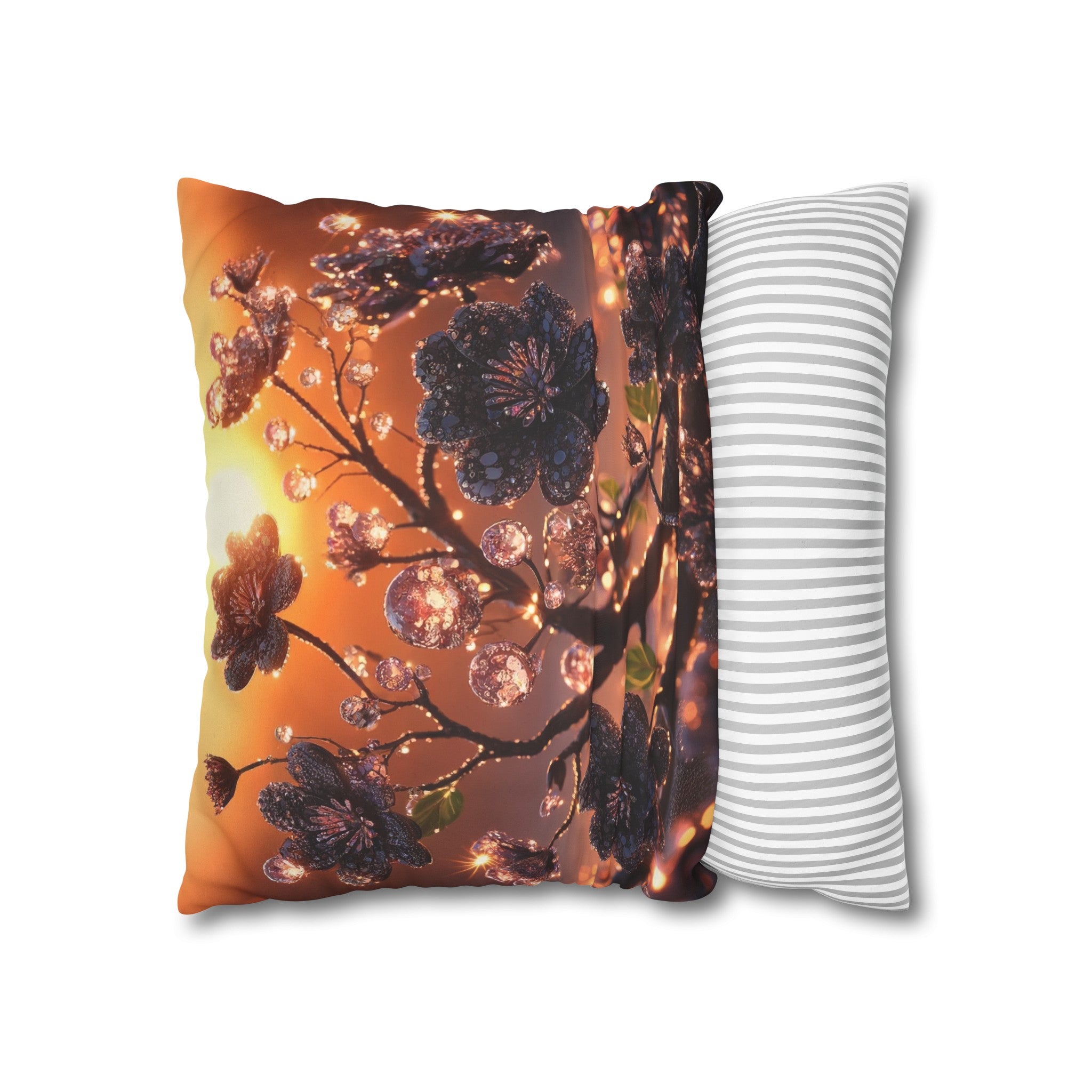 Black diamond flowers (2) - Suede Square Pillowcase