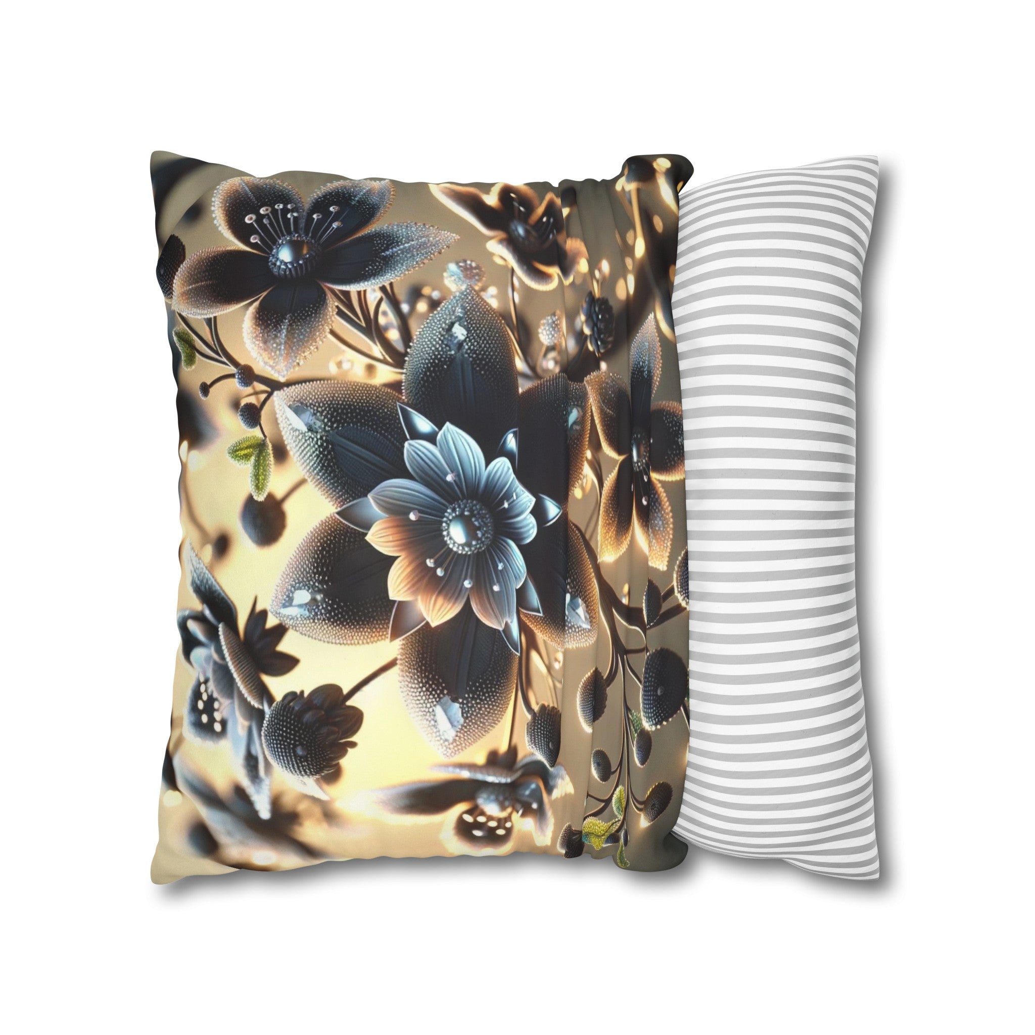 Black diamond flowers (4) - Suede Square Pillowcase