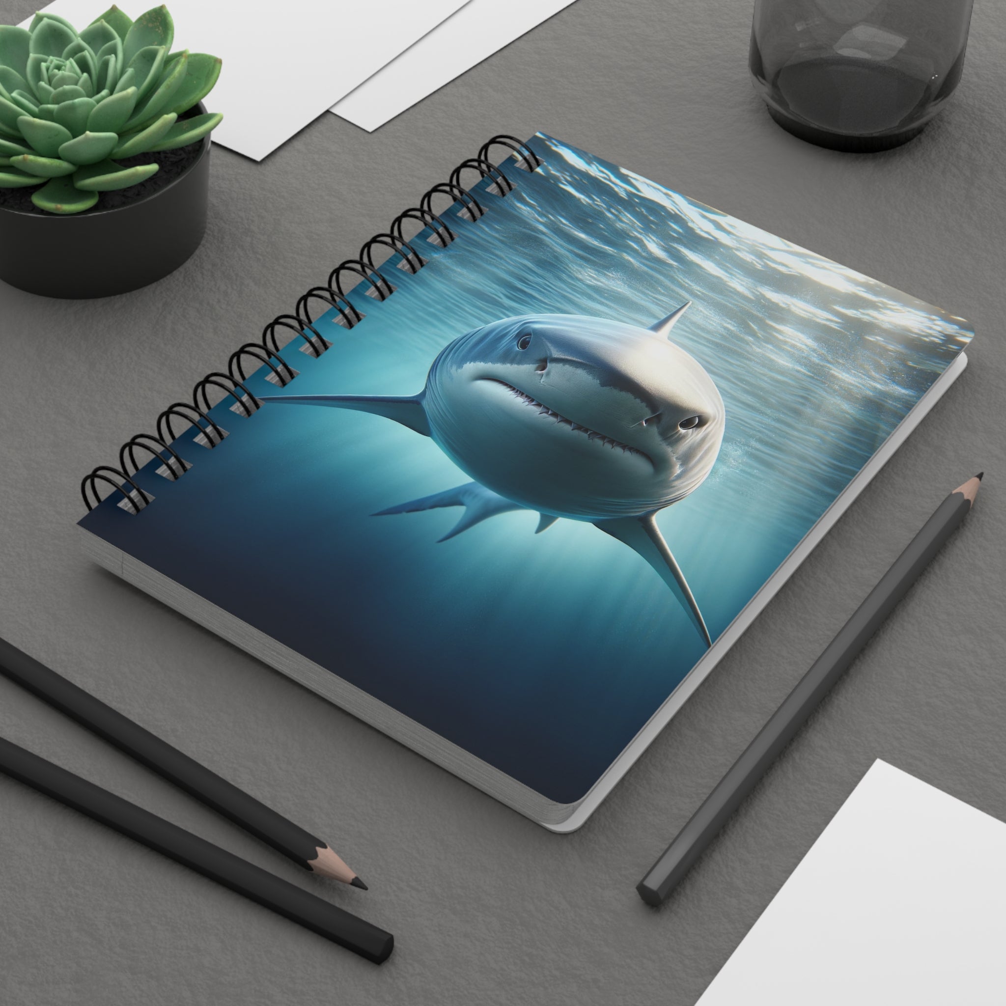 Curious shark - Spiral Notebook