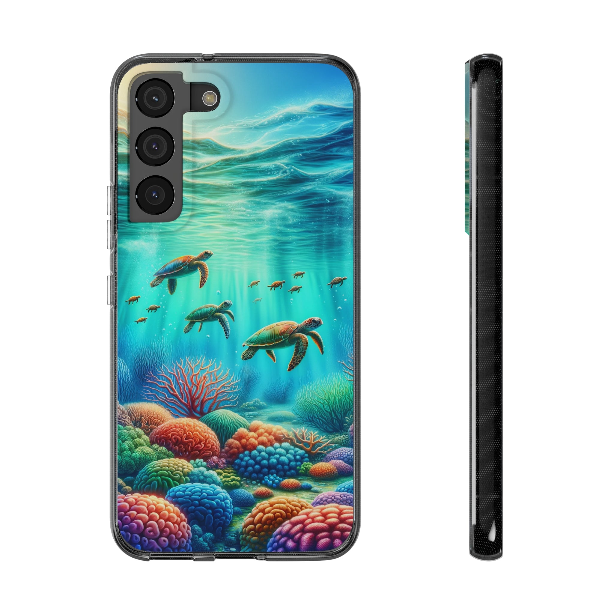 Turtles and coral reef - Soft Phone Case