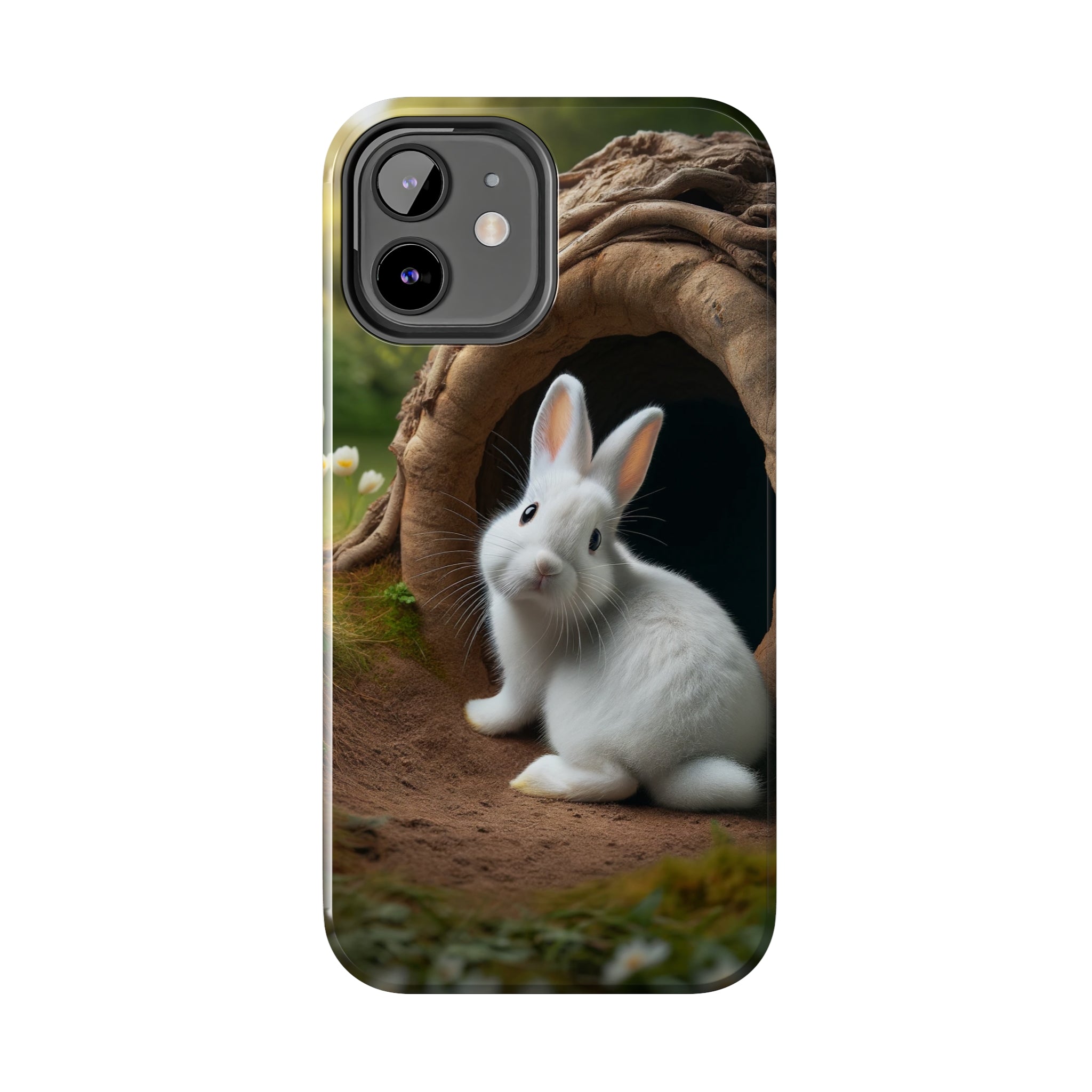 White curious rabbit - Tough Phone Case