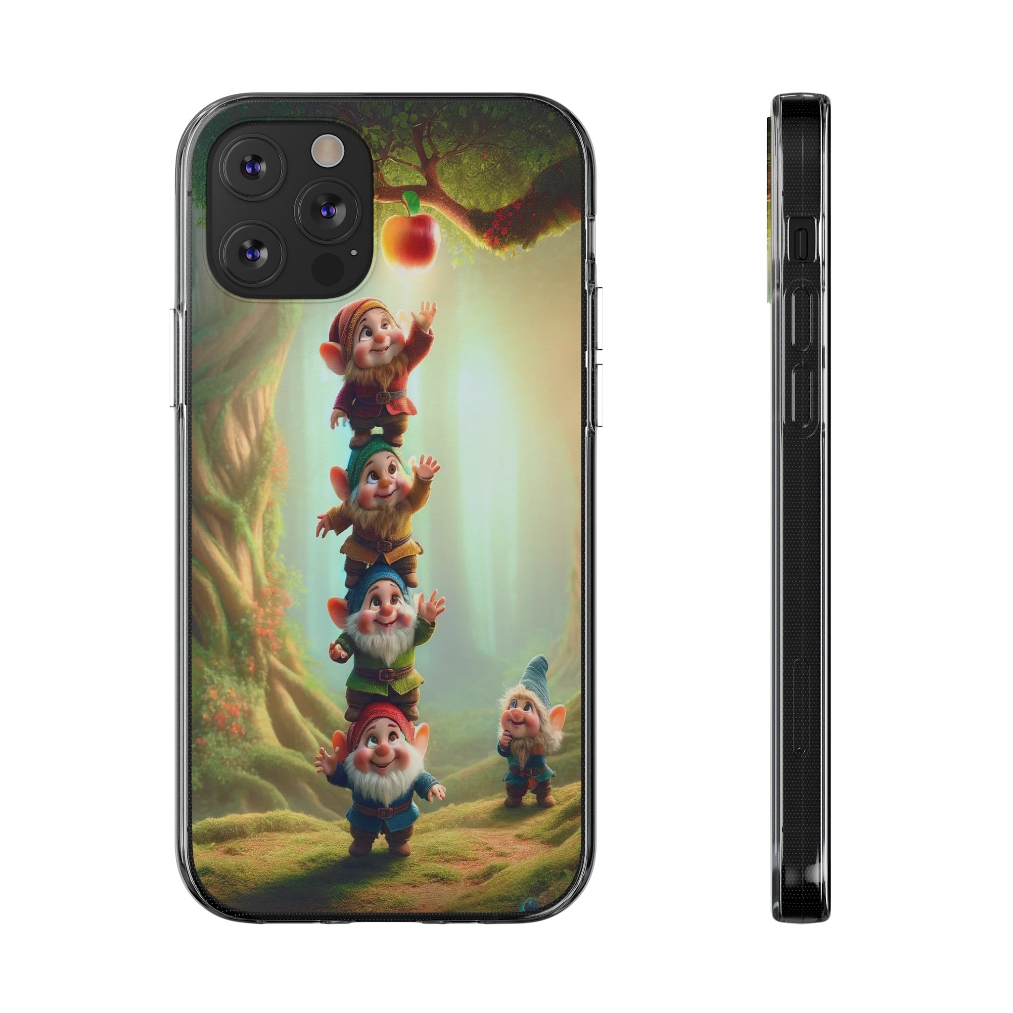 Gnomes reaching an apple - Soft Phone Case