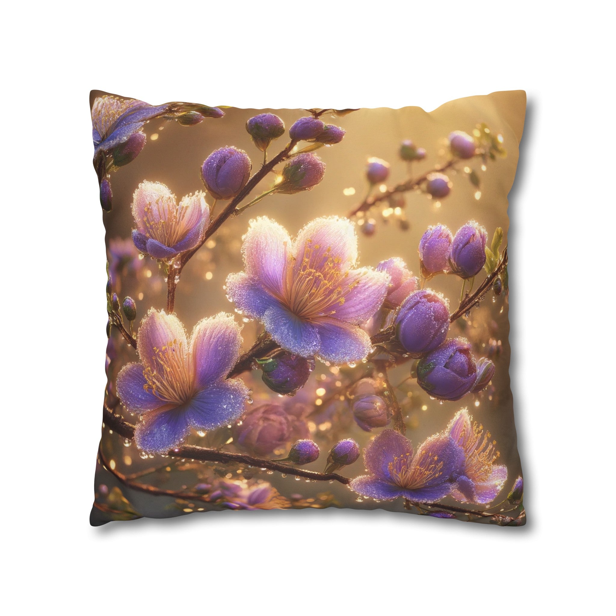 Purple diamond flowers (3) - Suede Square Pillowcase