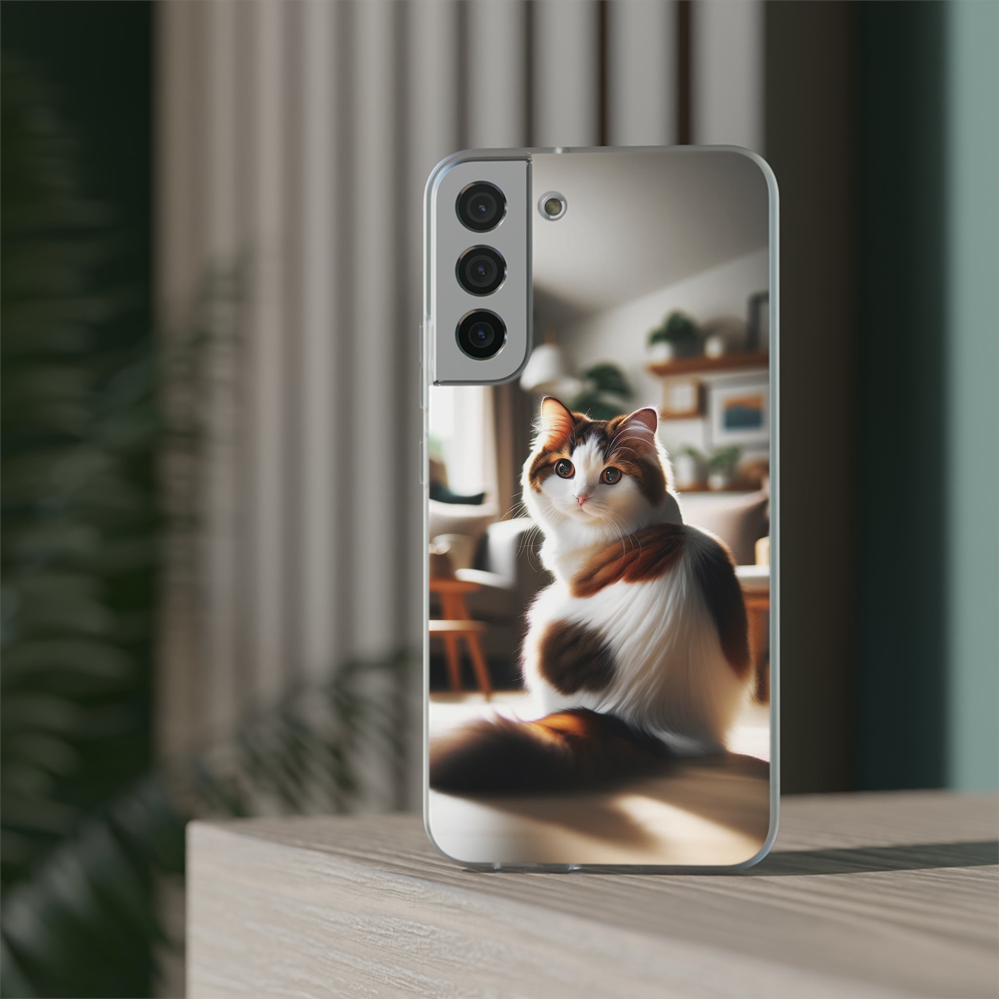 Curious, white-brown cat - Flexi Case (Samsung only)