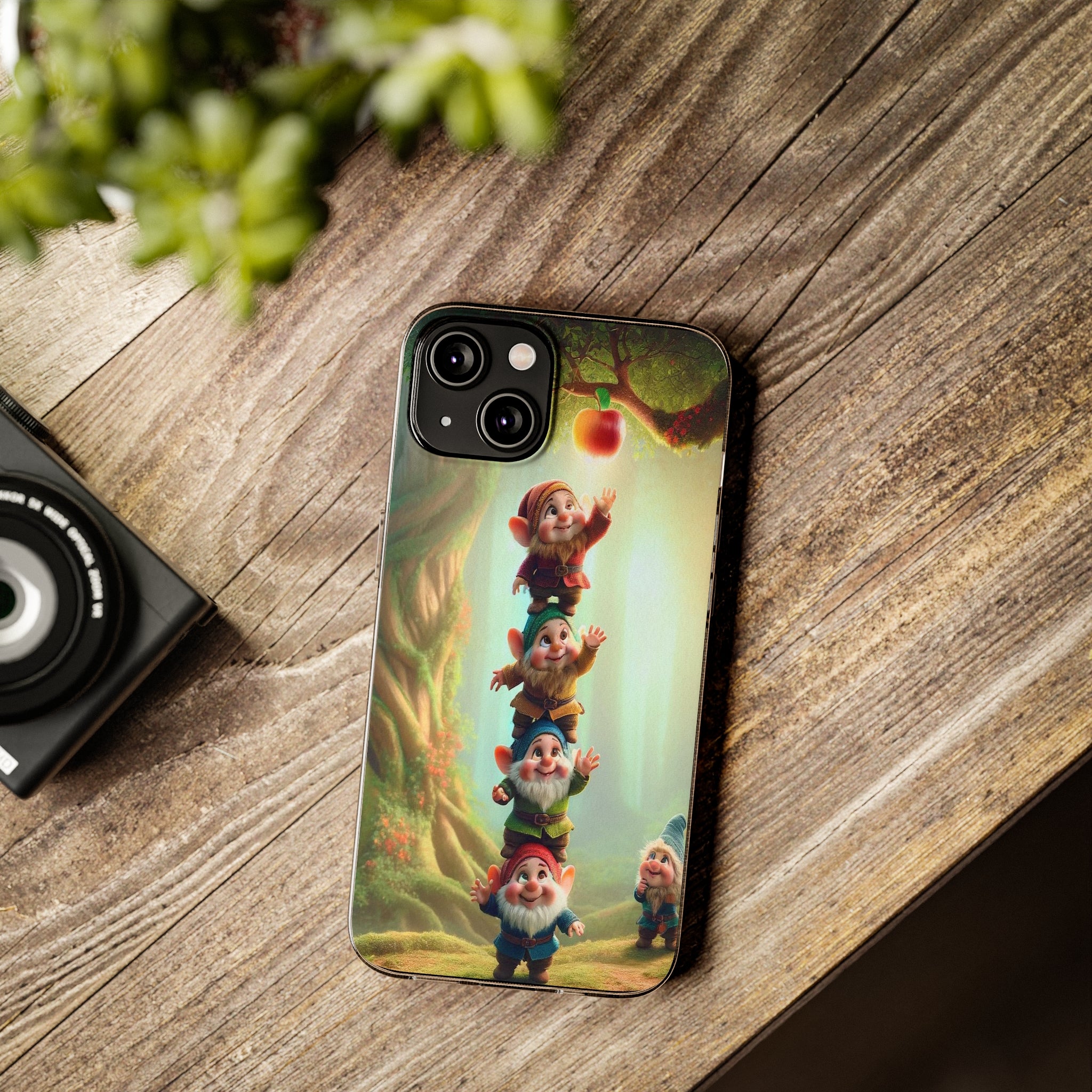 Gnomes reaching an apple - Soft Phone Case