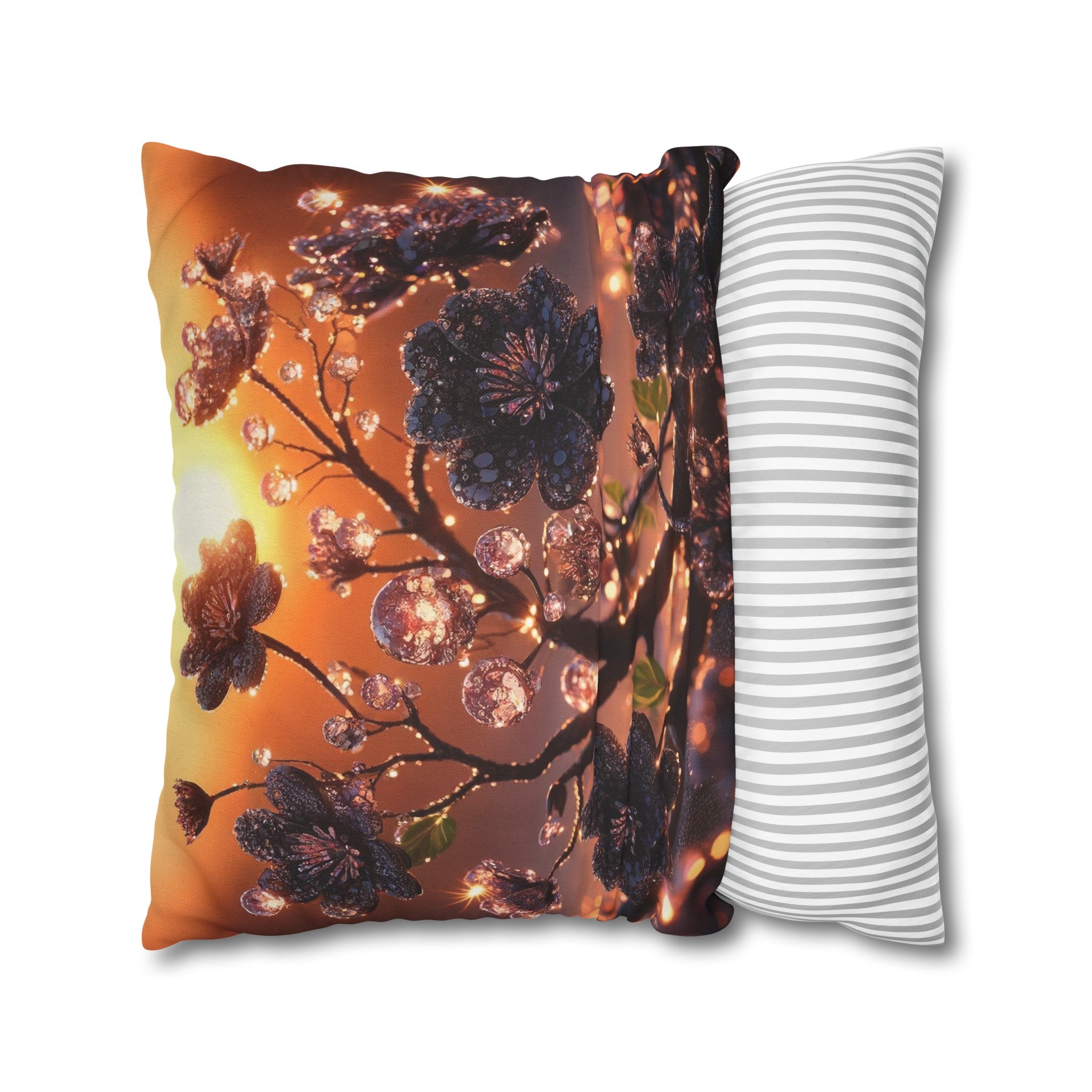 Black diamond flowers (2) - Polyester Square Pillowcase