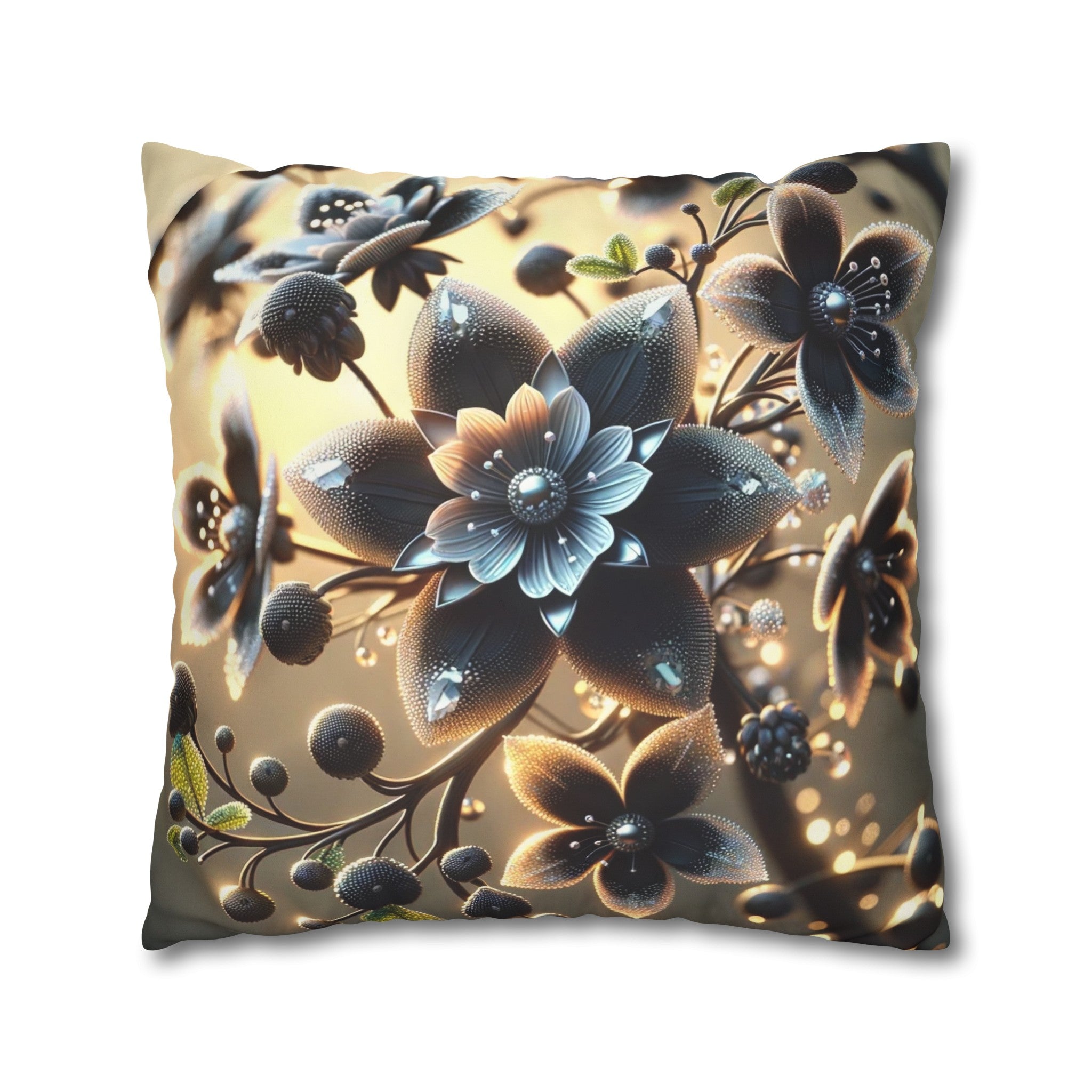 Black diamond flowers (4) - Suede Square Pillowcase