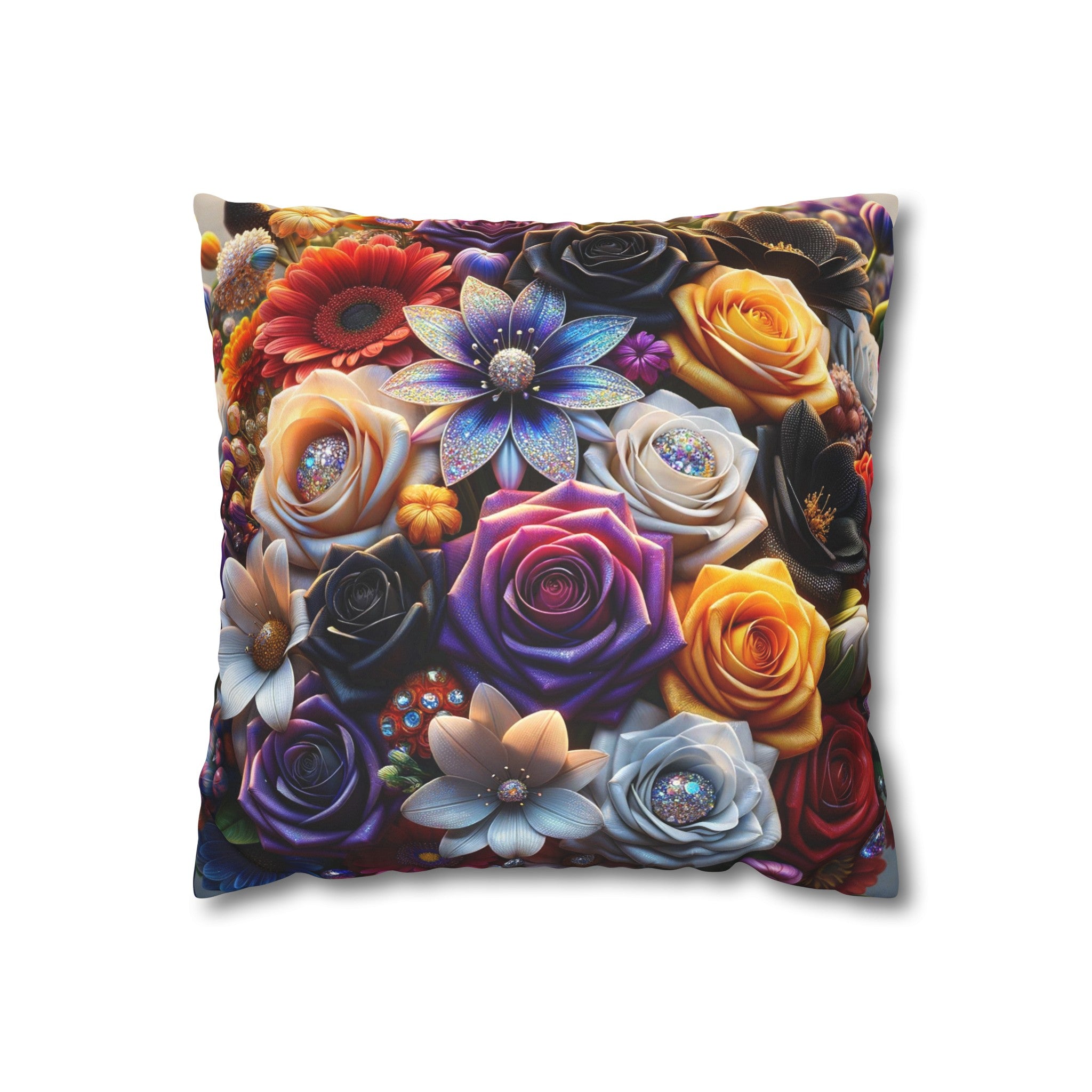 Colourful Bouquet (4) - Suede Square Pillowcase