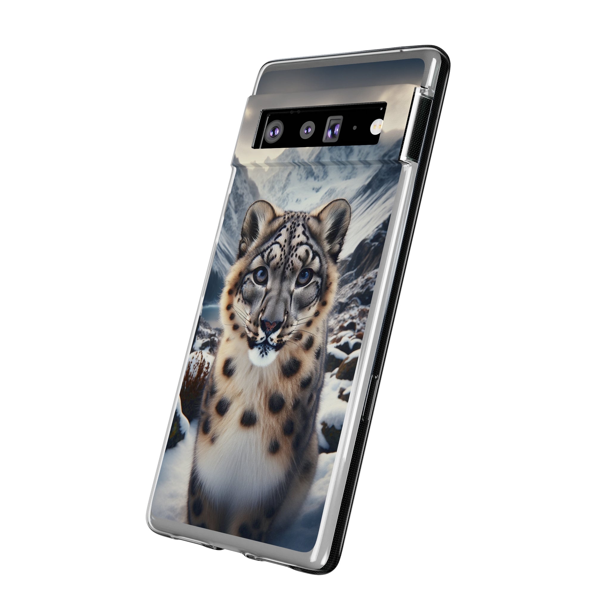 Curious Snow Leopard - Soft Phone Case