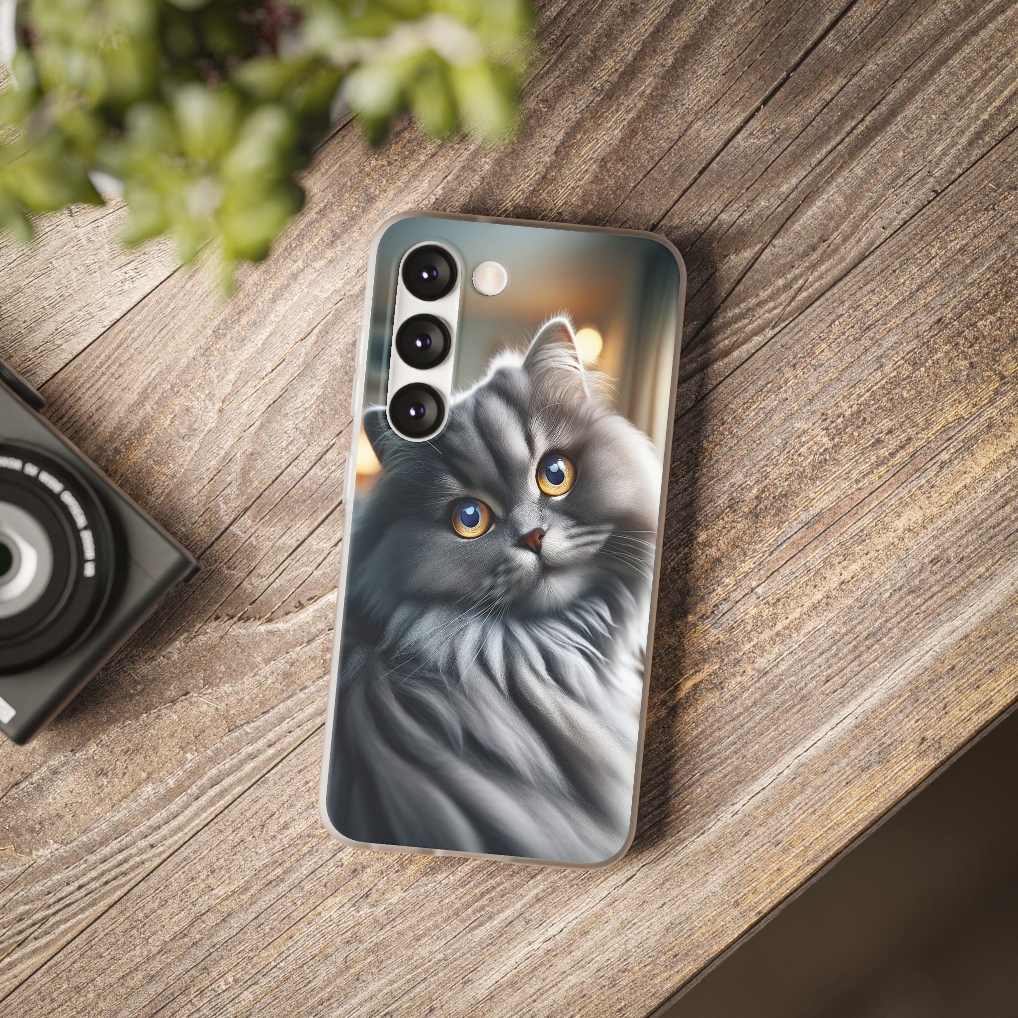 Curious, grey cat - Flexi Case (Samsung only)