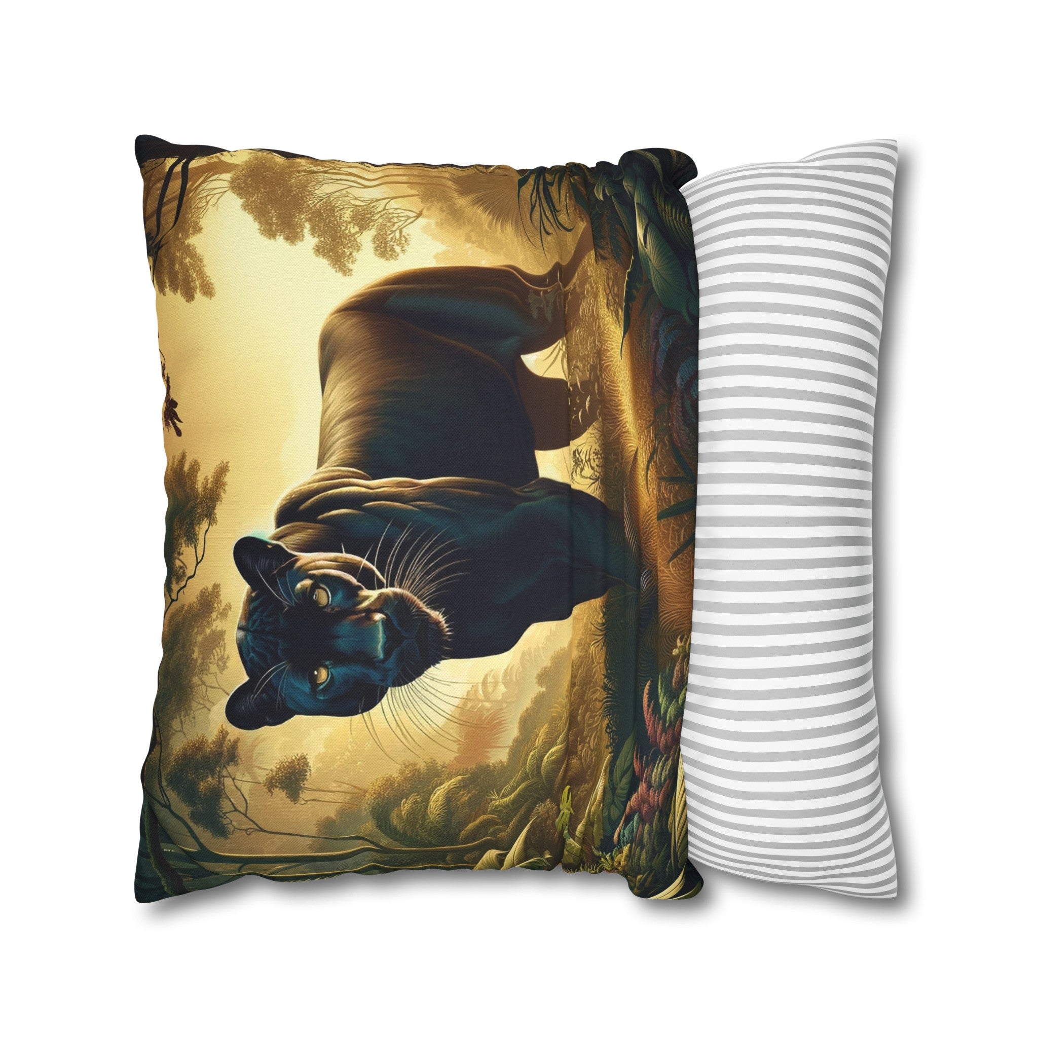 A Tiger walking in the jungle - Spun Polyester Square Pillowcase