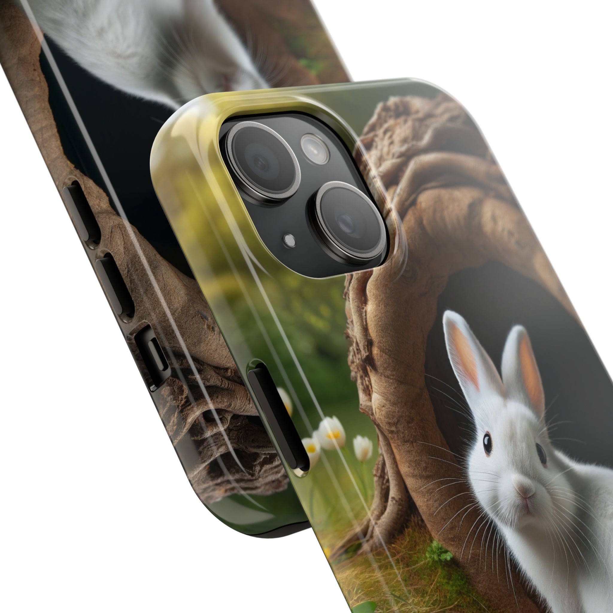 White curious rabbit - Tough Phone Case