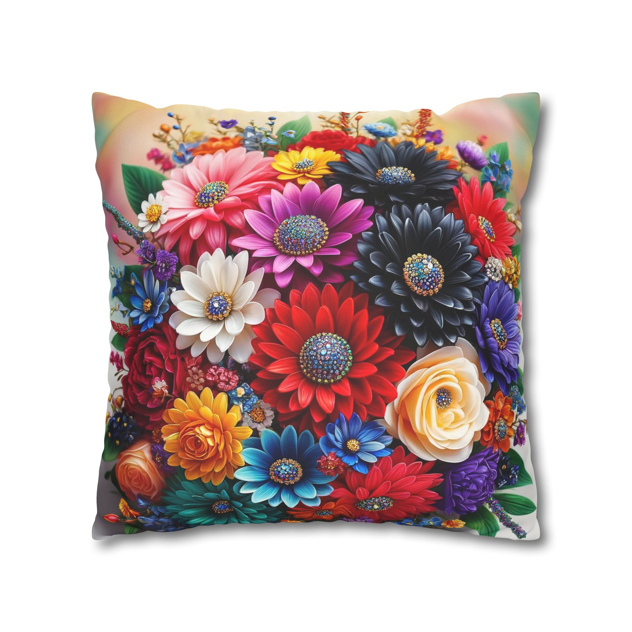 Colourful Bouquet (3) - Suede Square Pillowcase