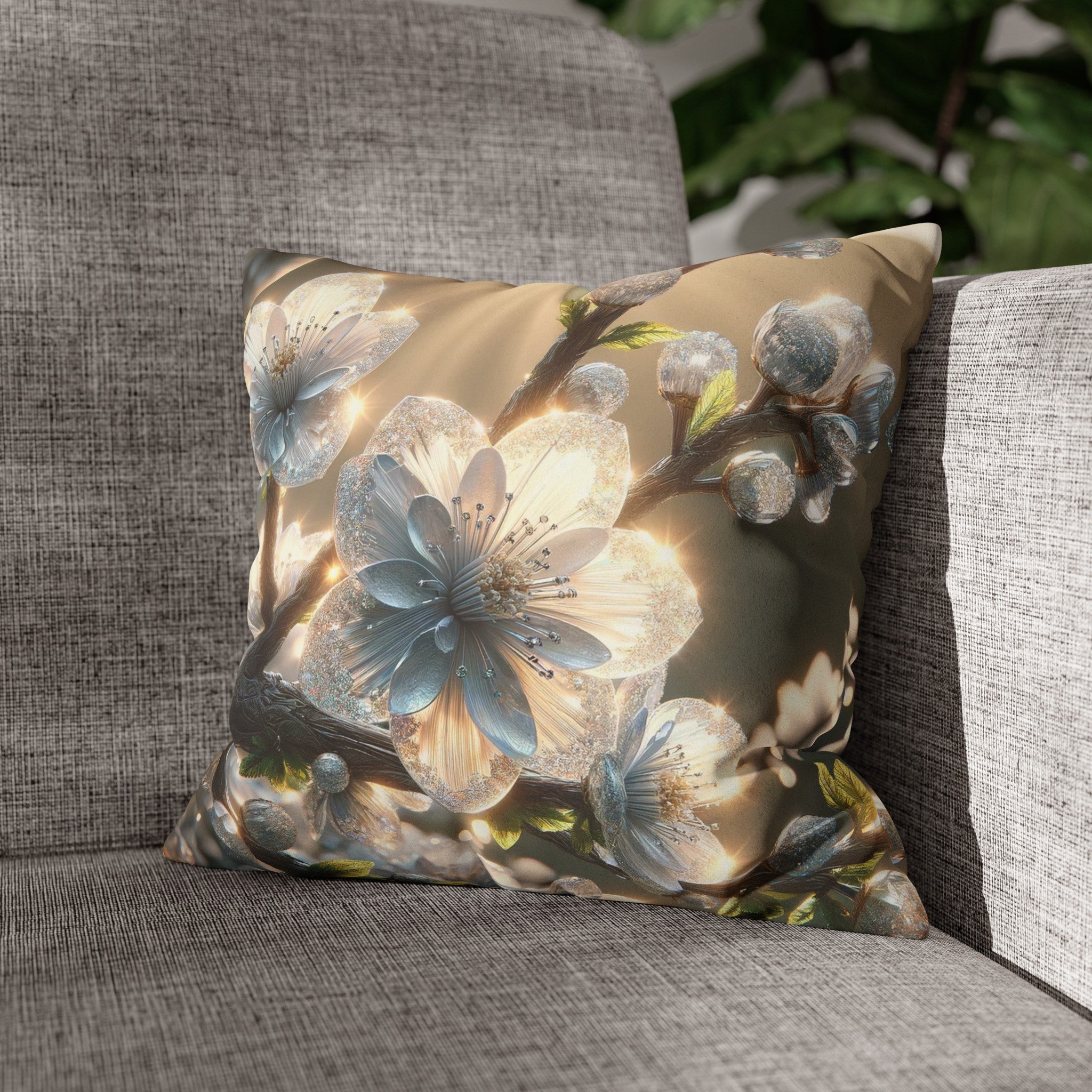 White, diamond flowers (2) - Suede Square Pillowcase