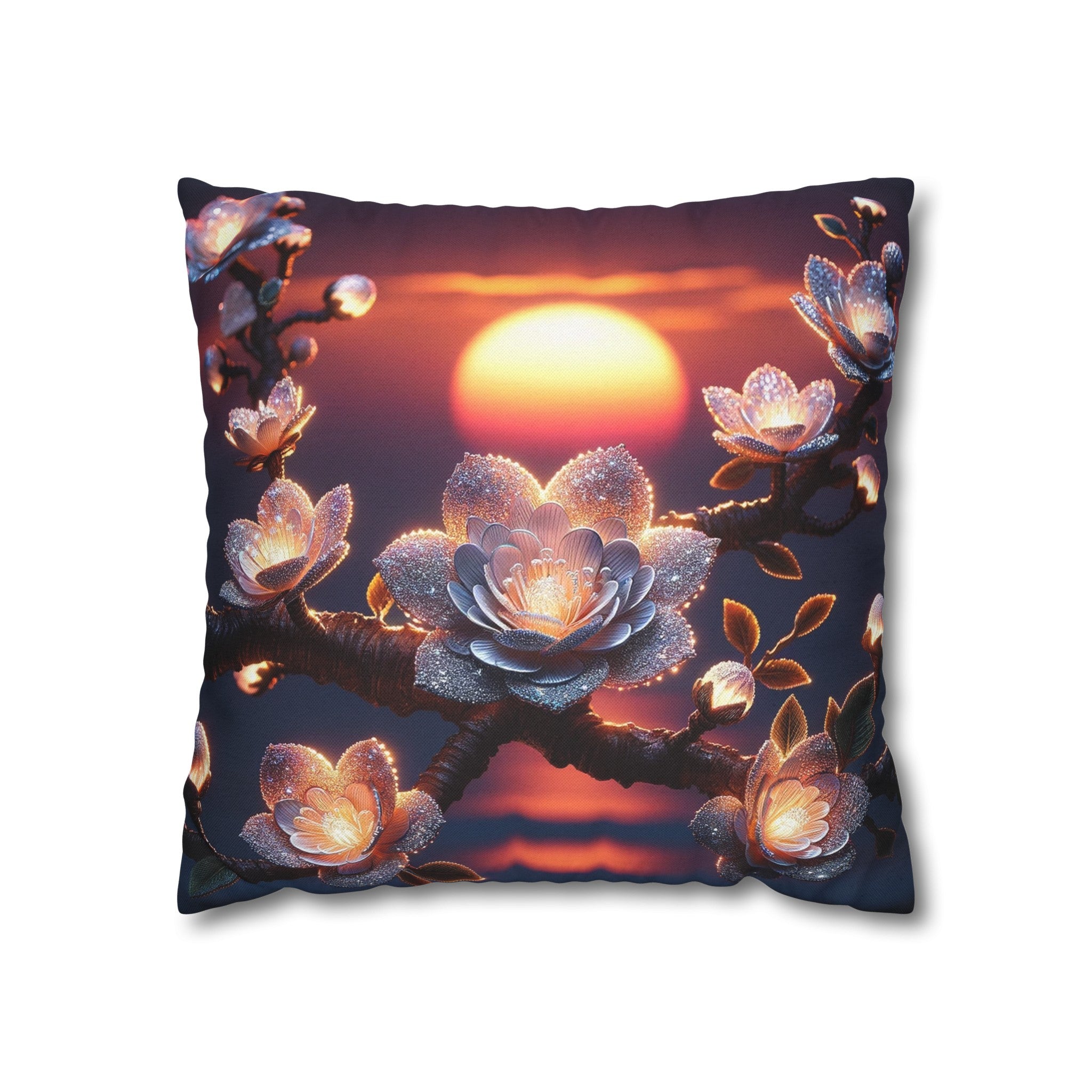 White diamond flowers (6) - Polyester Square Pillowcase