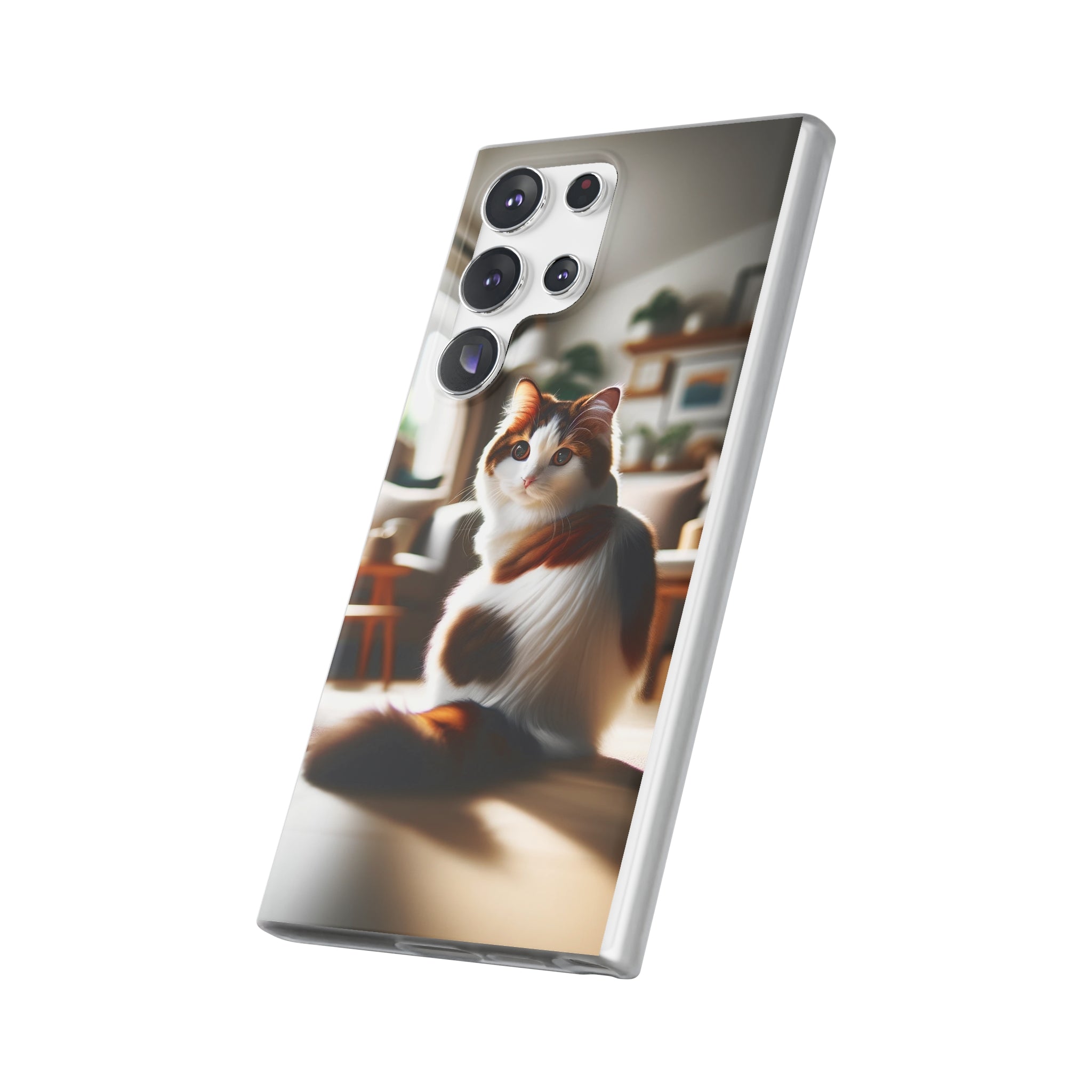 Curious, white-brown cat - Flexi Case (Samsung only)