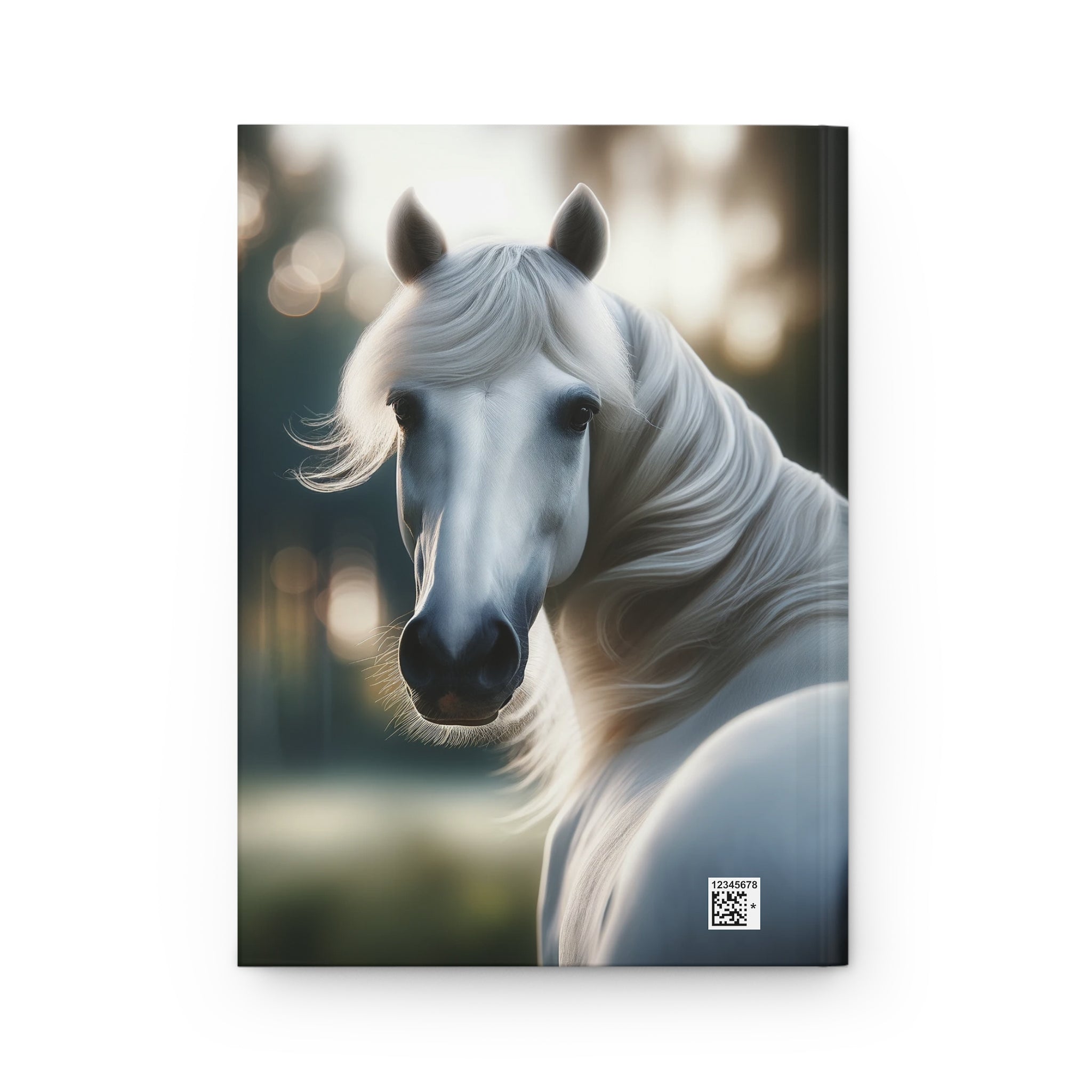 A curious, white horse - Hardcover Notebook