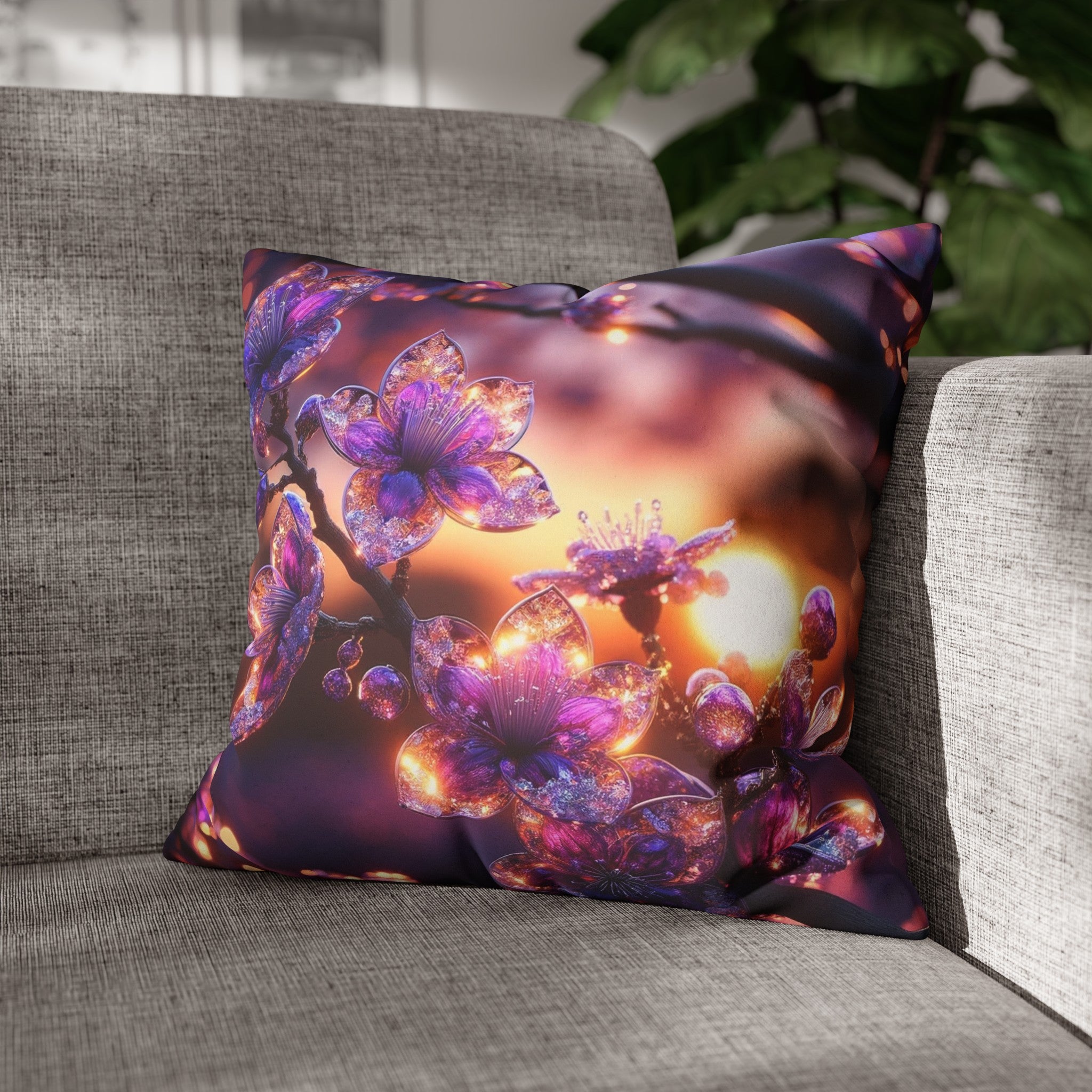 Purple diamond flowers (4) - Suede Square Pillowcase