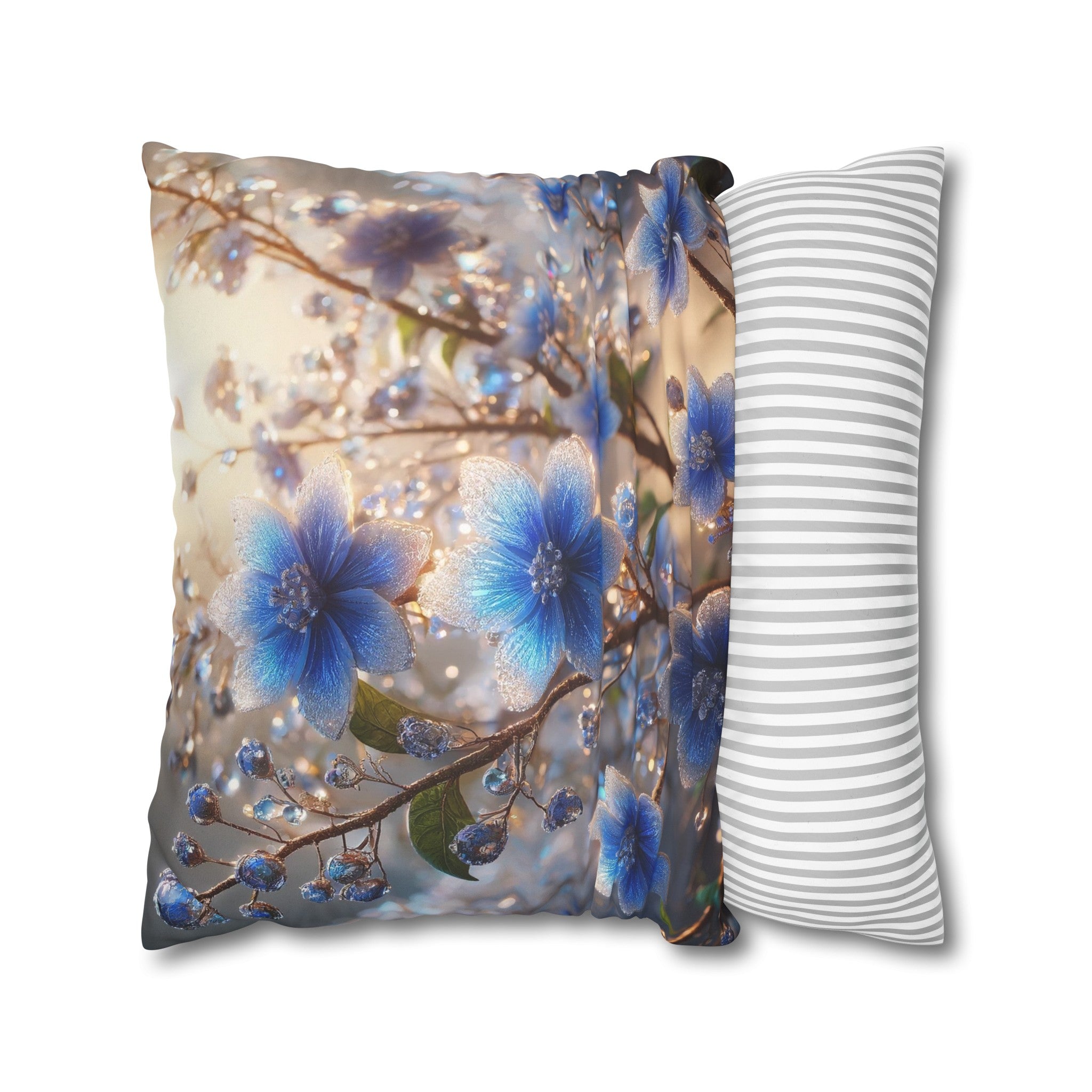 Blue, diamond flowers (4) - Suede Square Pillowcase