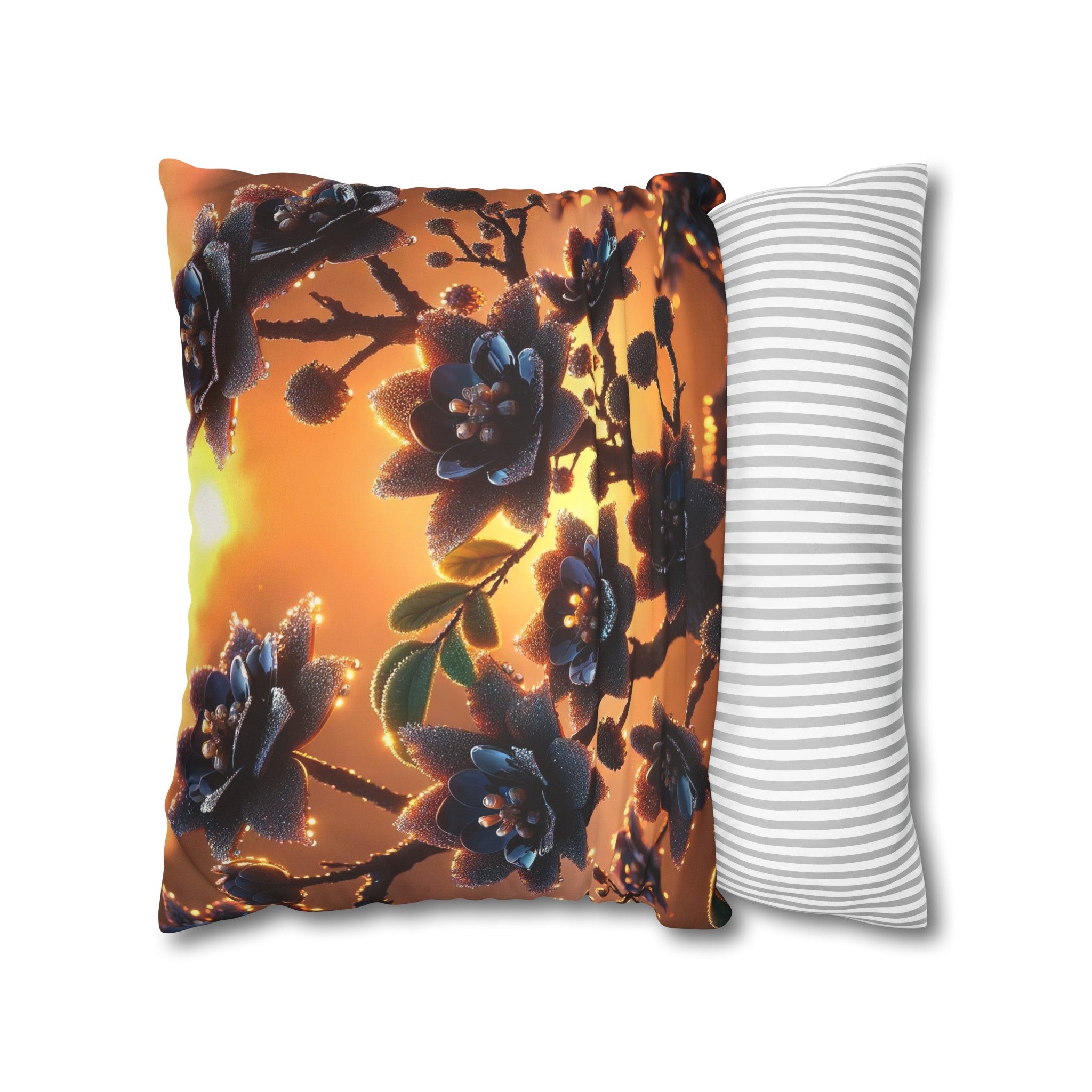 Black diamond flowers (3) - Suede Square Pillowcase