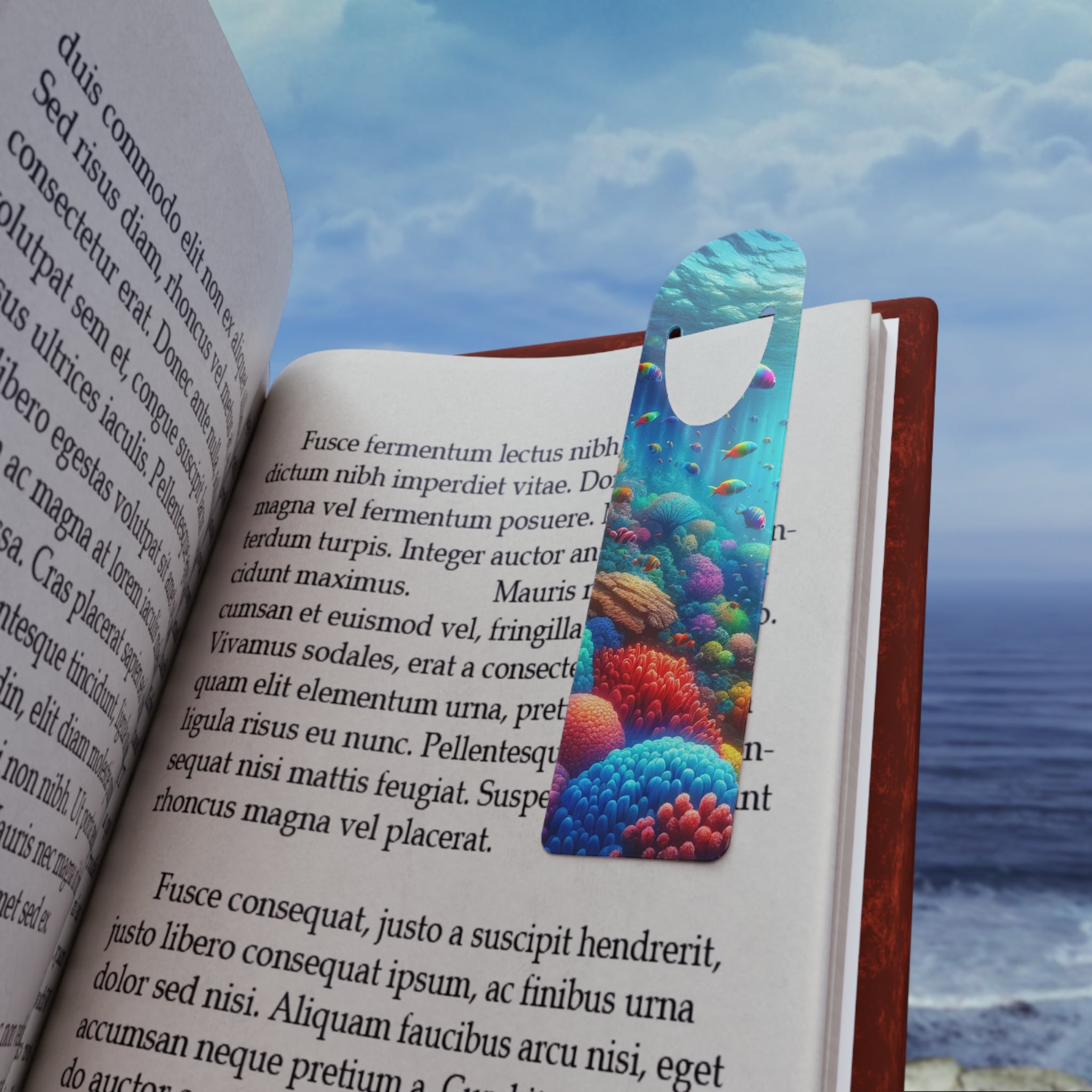 Coloured fish around coral reef - Bookmark