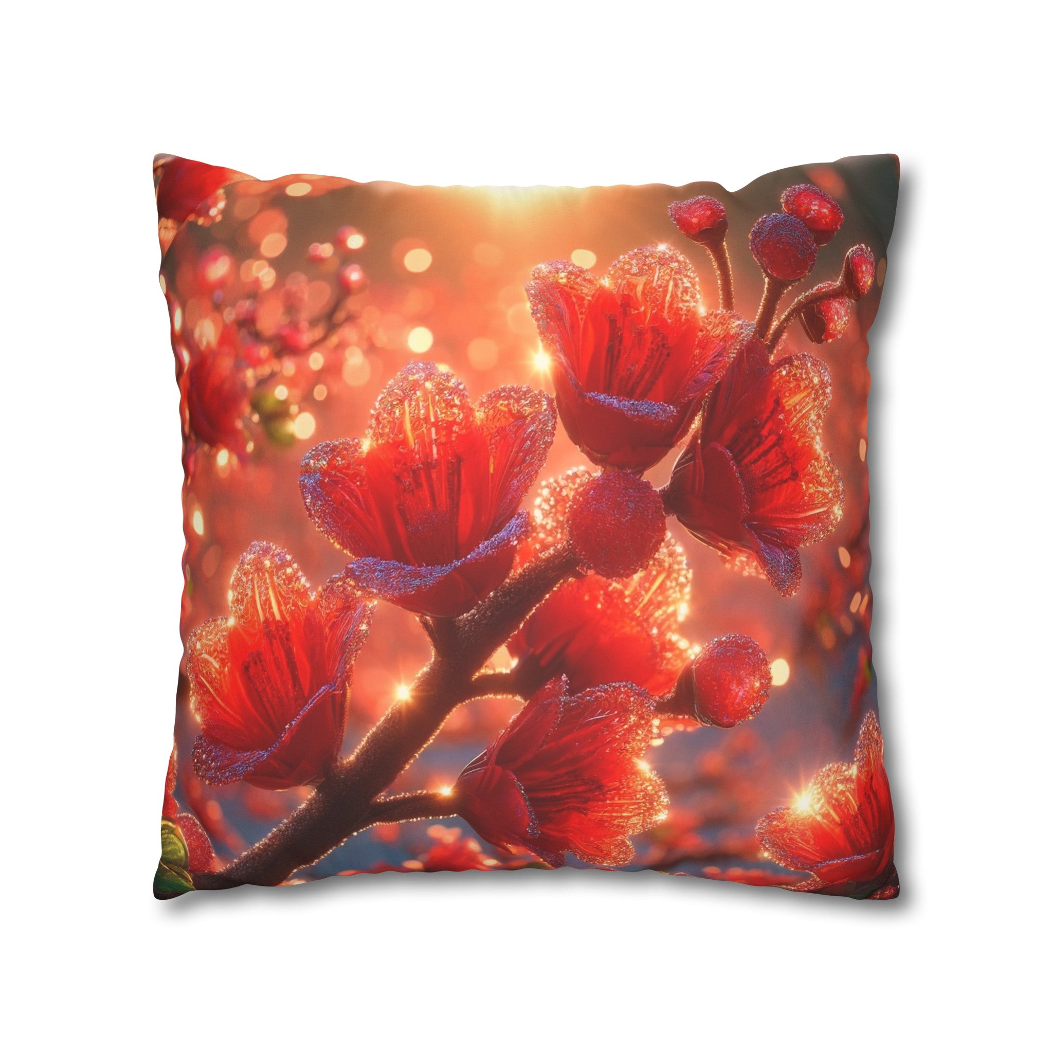 Red diamond flowers (2) - Suede Square Pillowcase