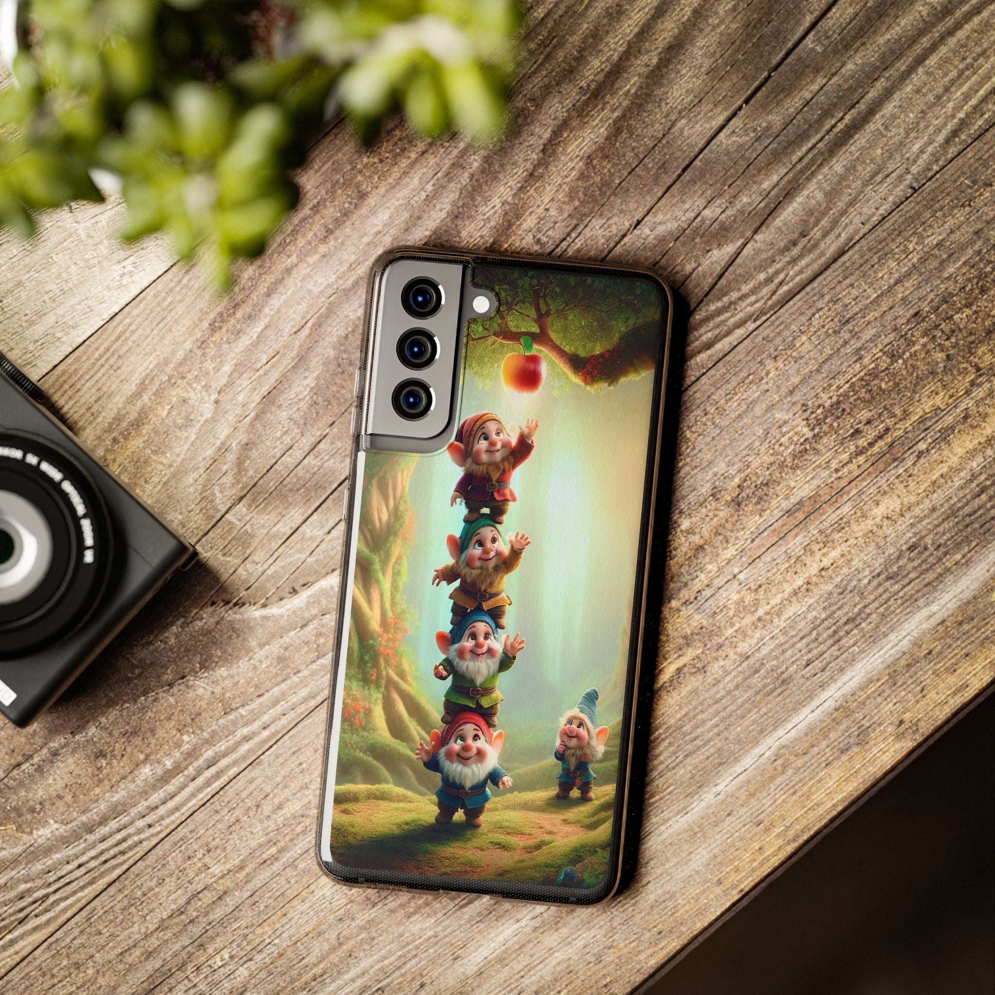 Gnomes reaching an apple - Soft Phone Case