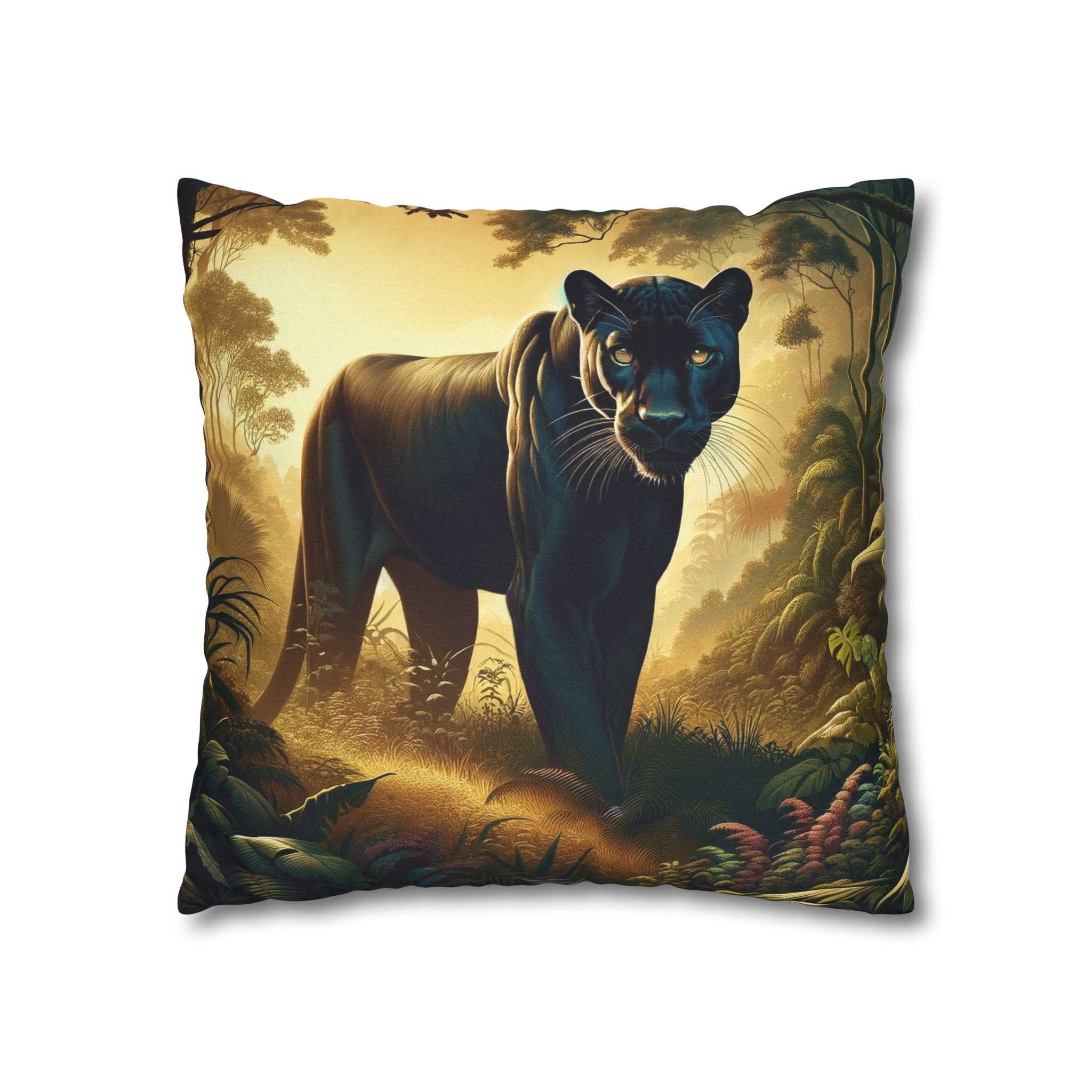 A Tiger walking in the jungle - Spun Polyester Square Pillowcase