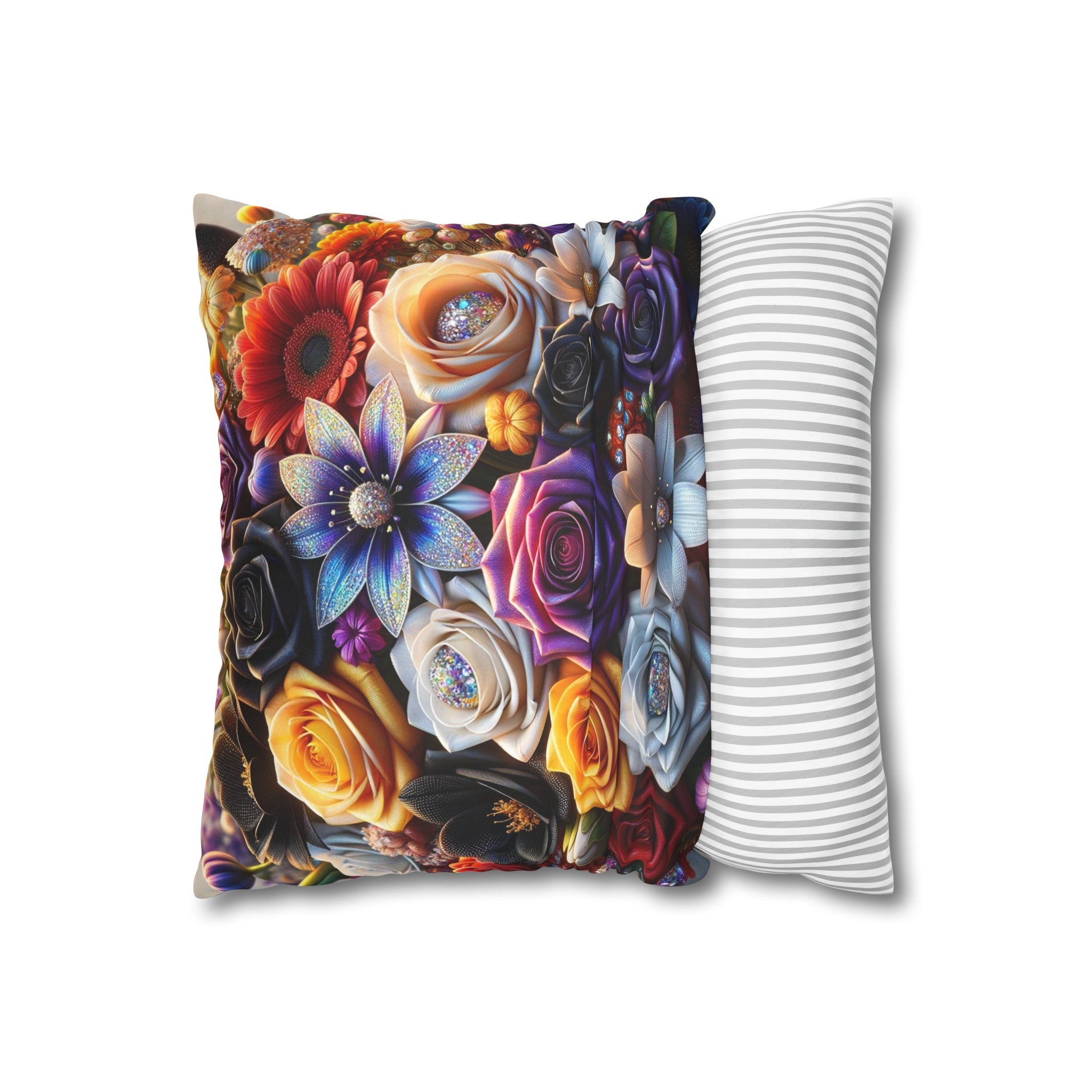 Colourful Bouquet (4) - Suede Square Pillowcase