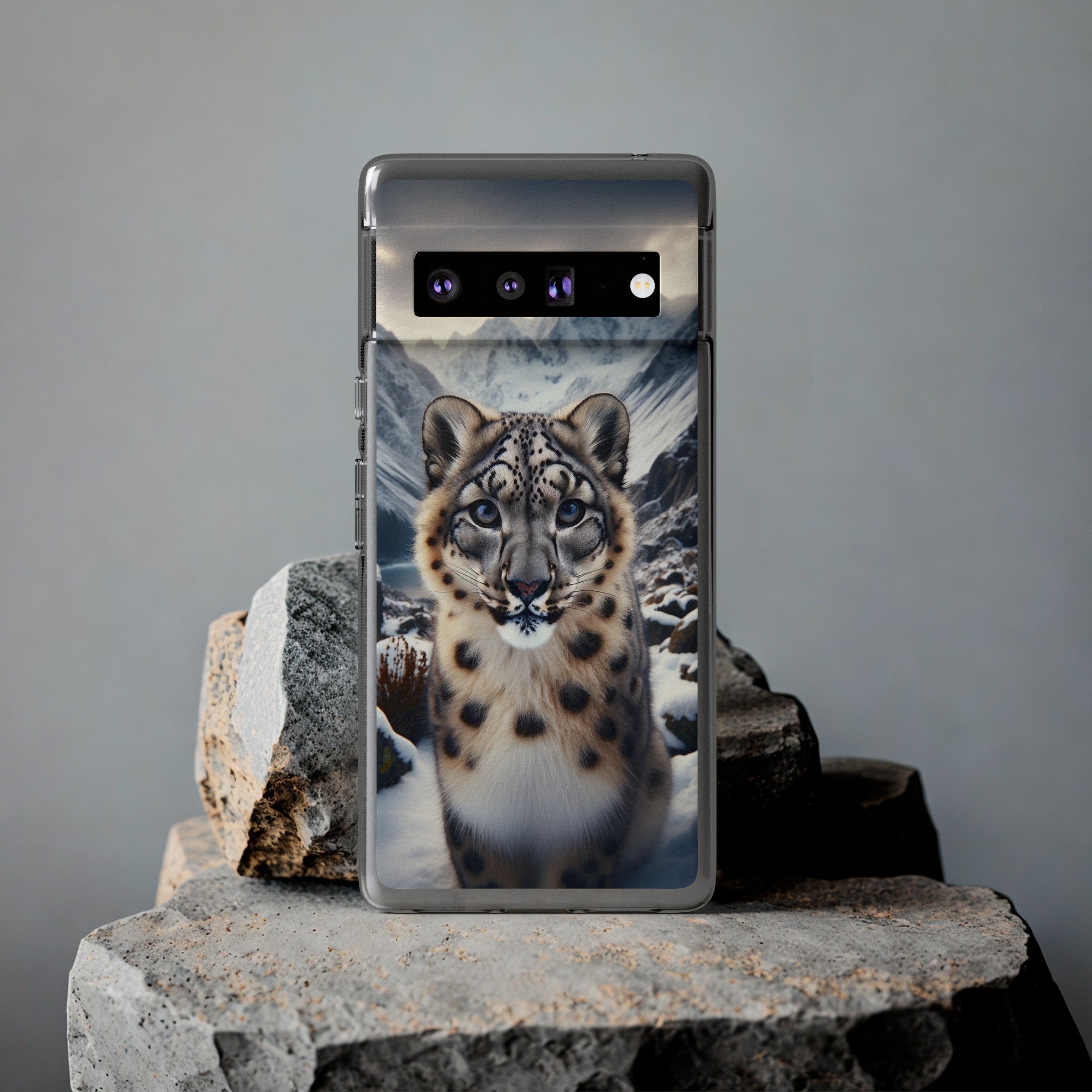 Curious Snow Leopard - Soft Phone Case