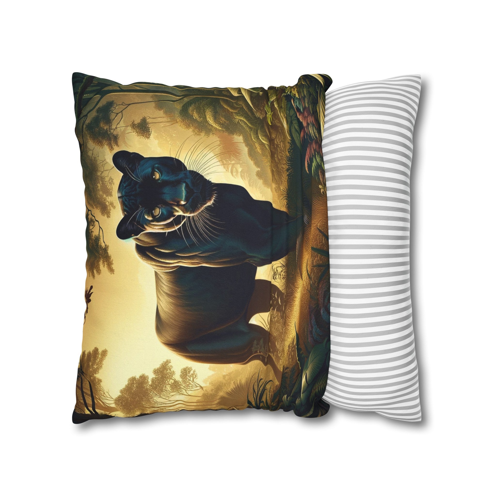 A Tiger walking in the jungle - Spun Polyester Square Pillowcase