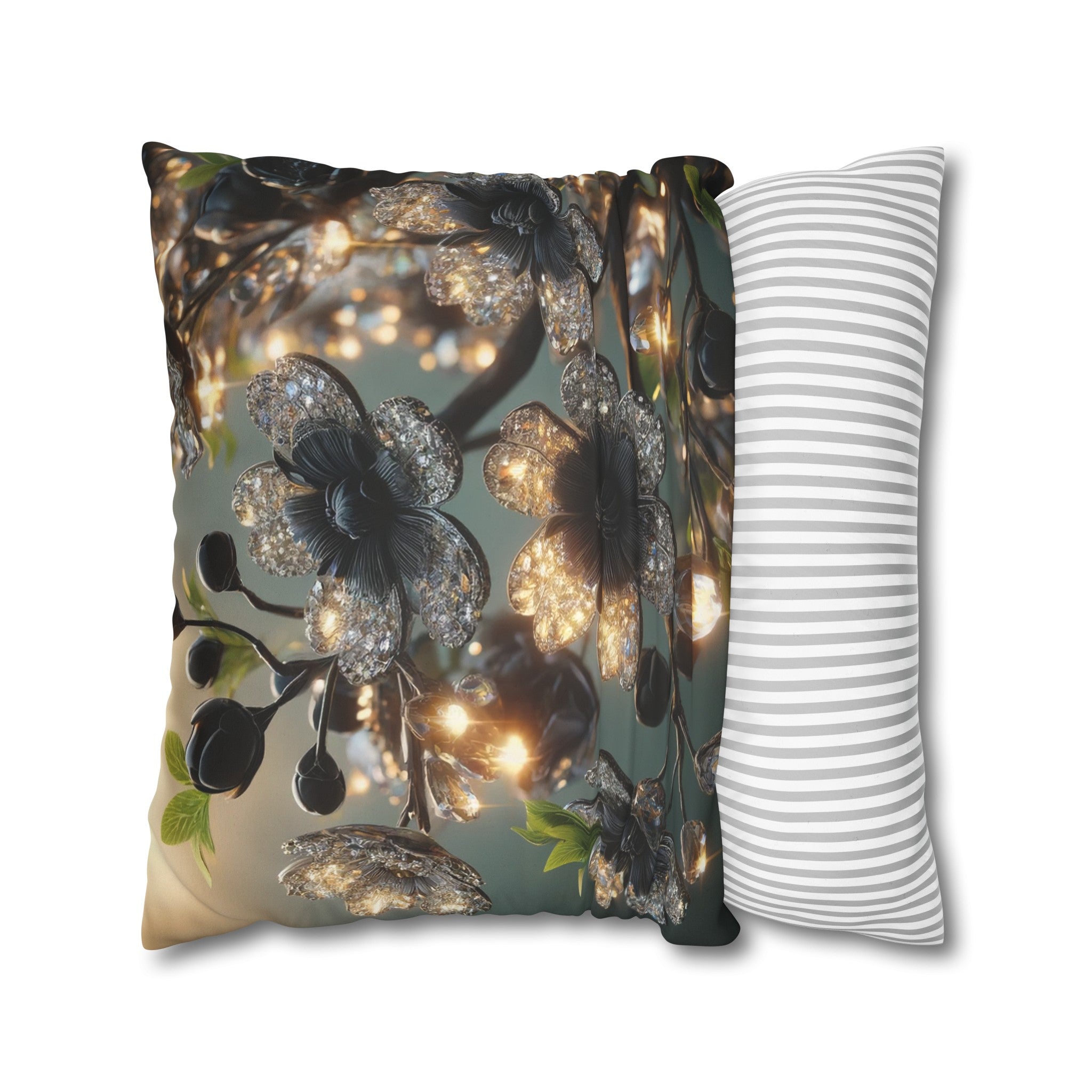 Black diamond flowers (1) - Suede Square Pillowcase