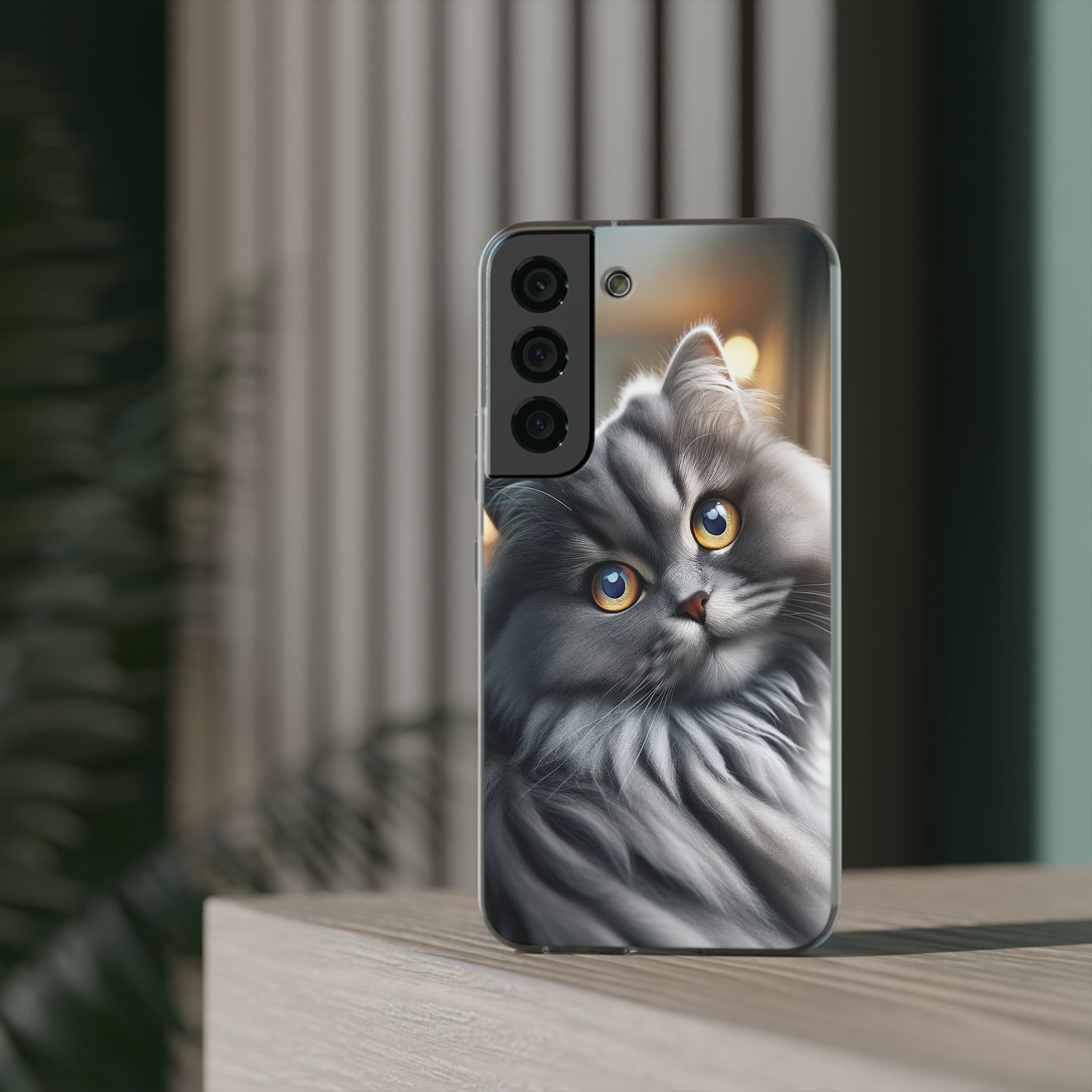 Curious, grey cat - Flexi Case (Samsung only)