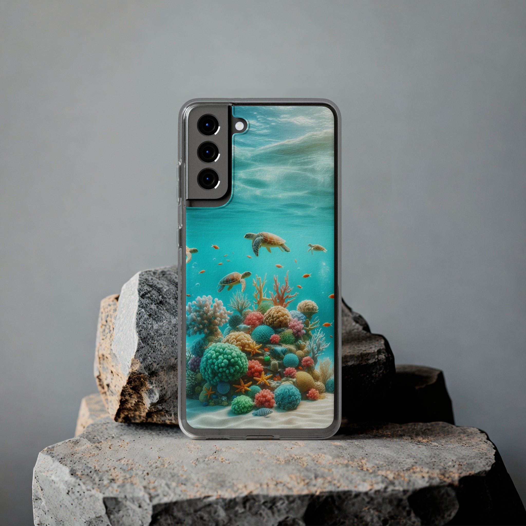 Turtles on coral reef - Soft Phone Case