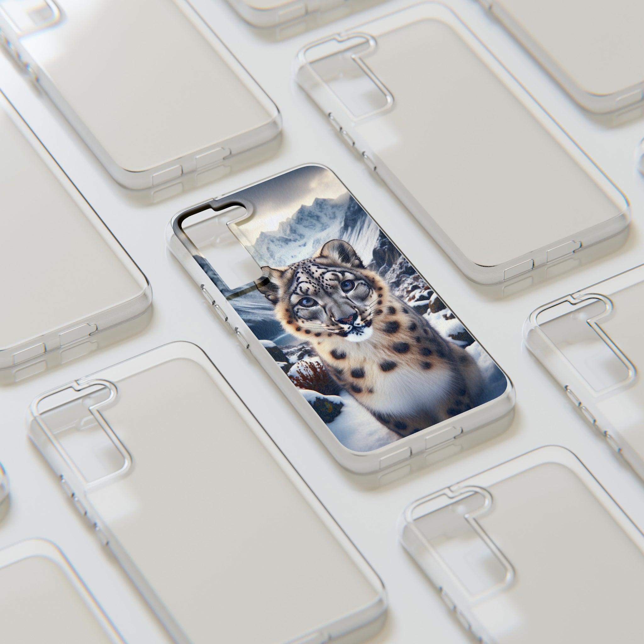 Curious Snow Leopard - Soft Phone Case