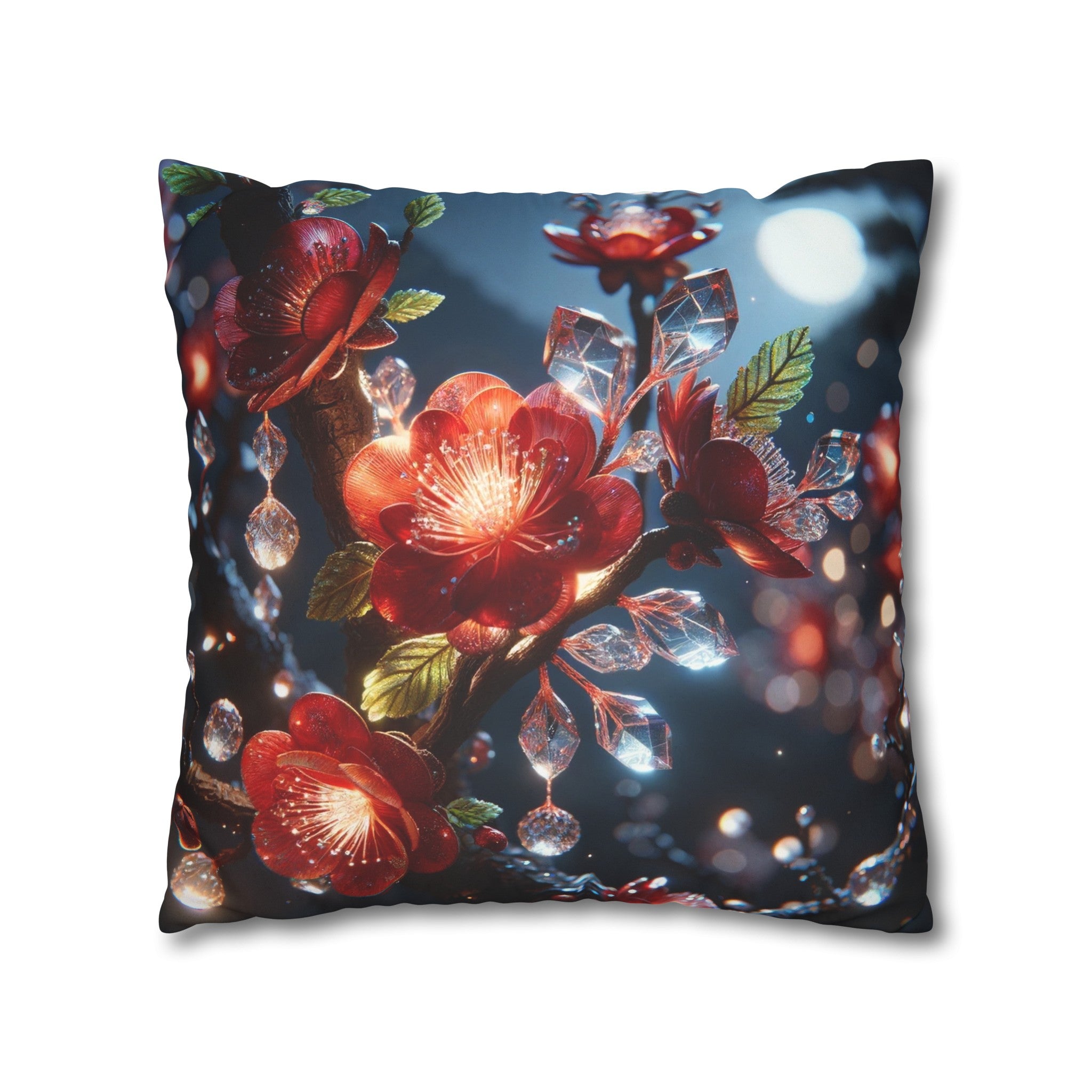 Red diamond flowers (5) - Suede Square Pillowcase