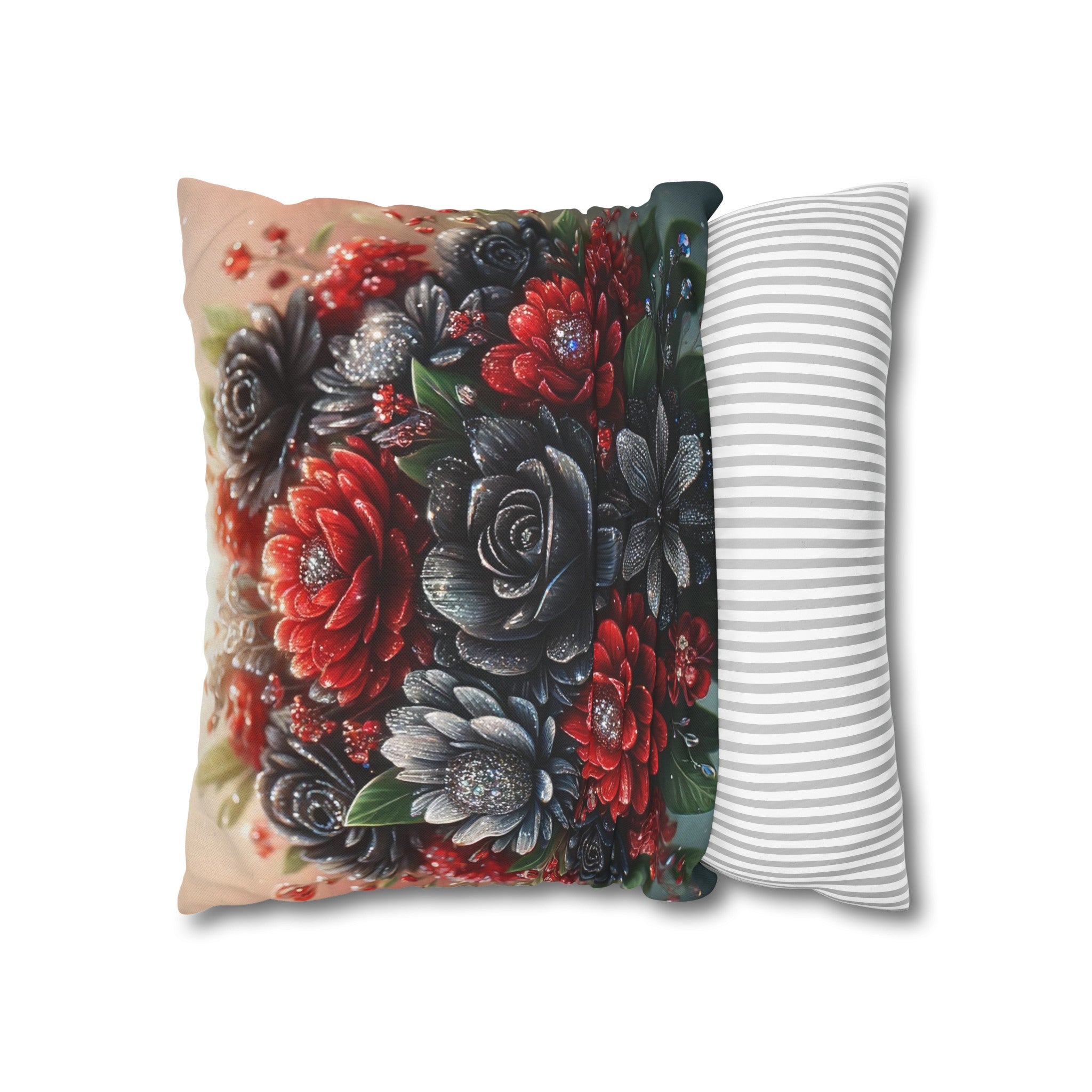 Black-Red Bouquet (1) - Polyester Square Pillowcase