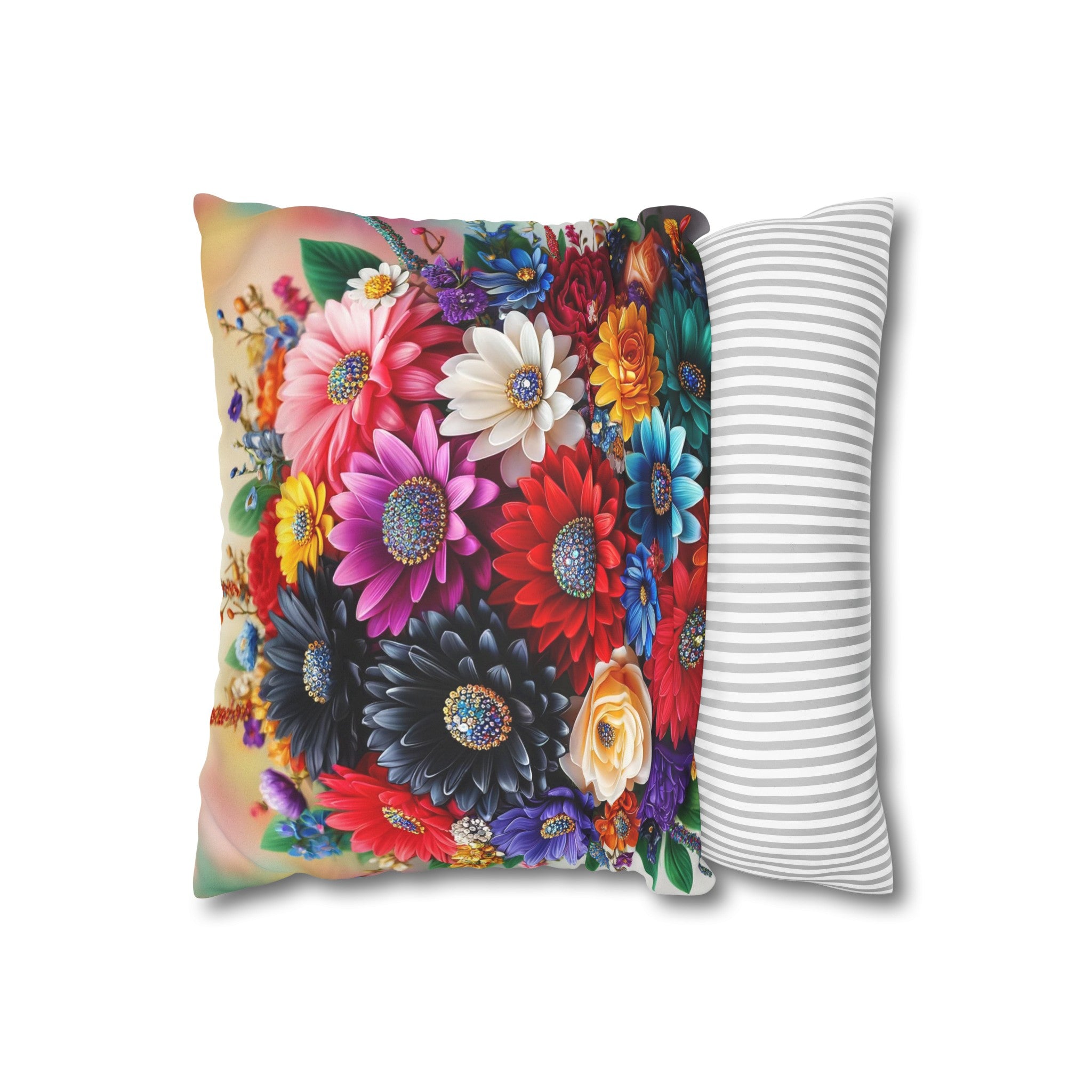 Colourful Bouquet (3) - Suede Square Pillowcase