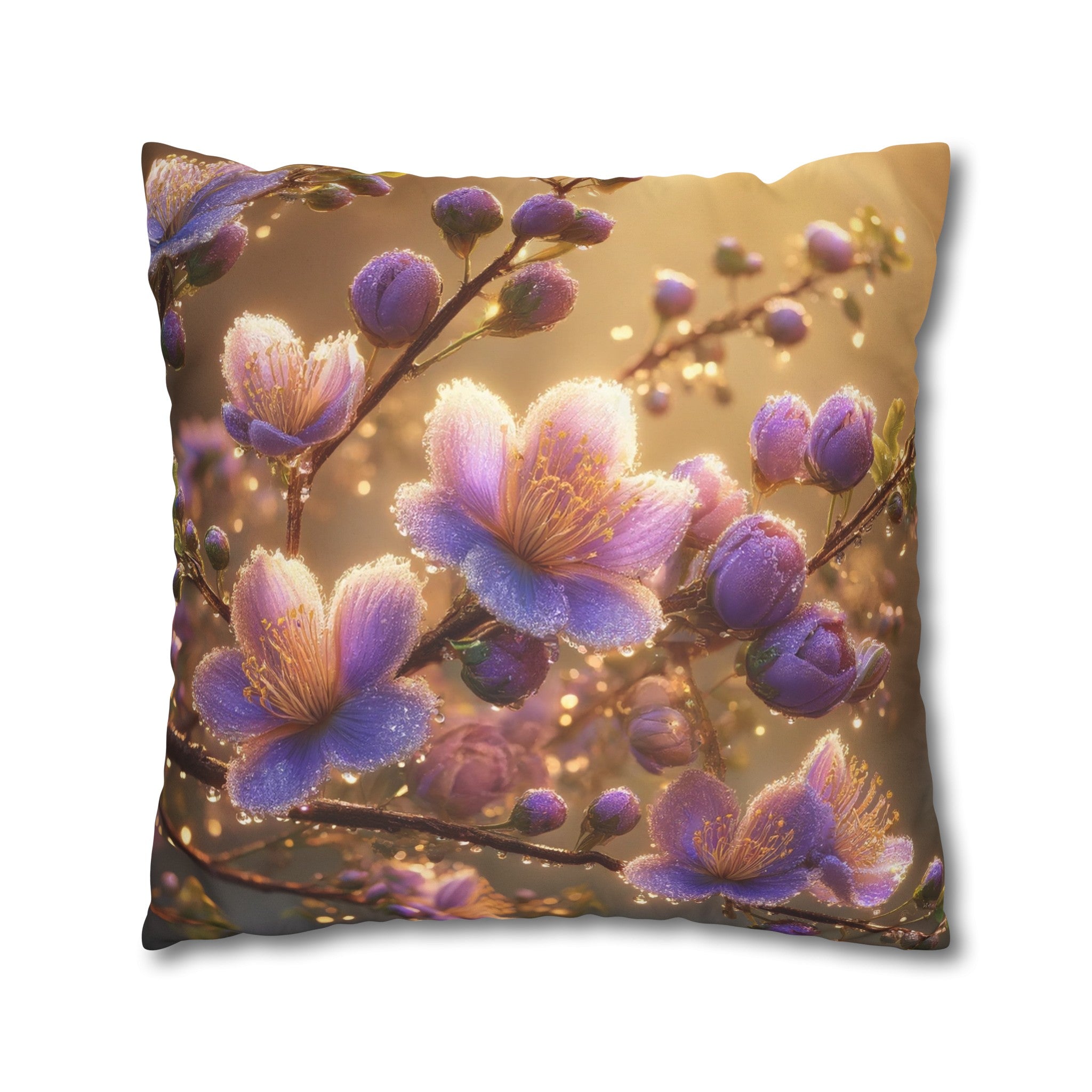 Purple diamond flowers (3) - Suede Square Pillowcase