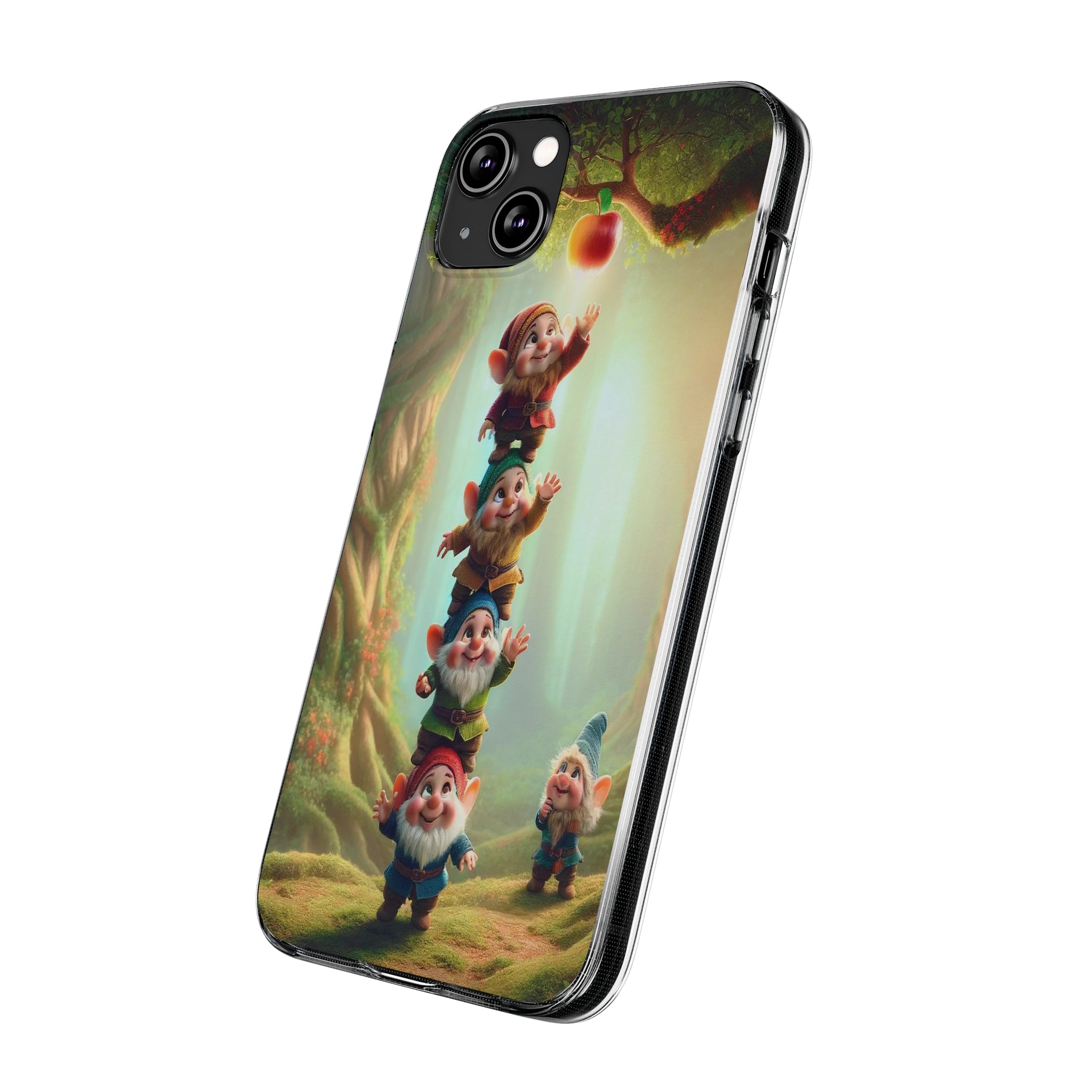 Gnomes reaching an apple - Soft Phone Case