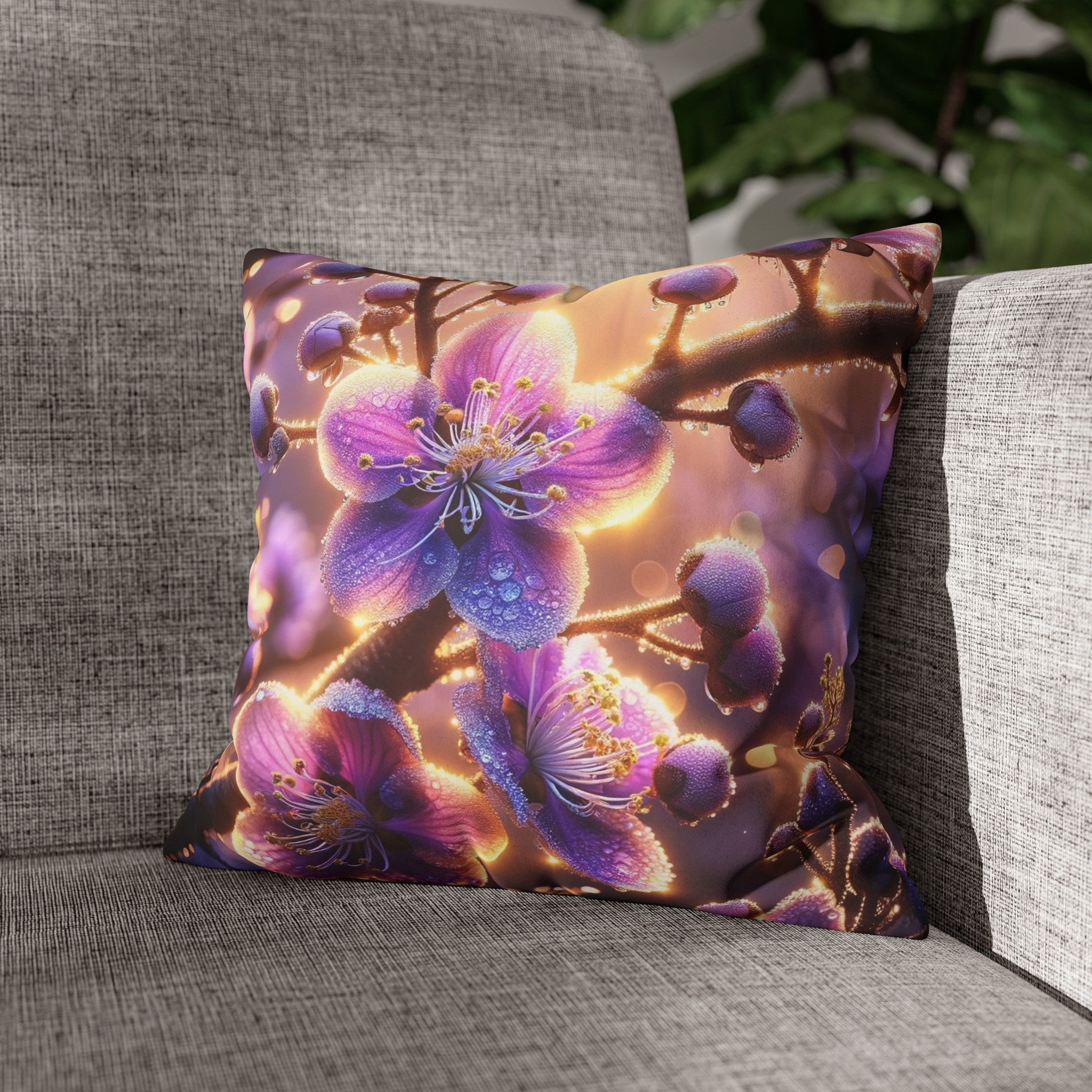 Purple diamond flowers (2) - Suede Square Pillowcase