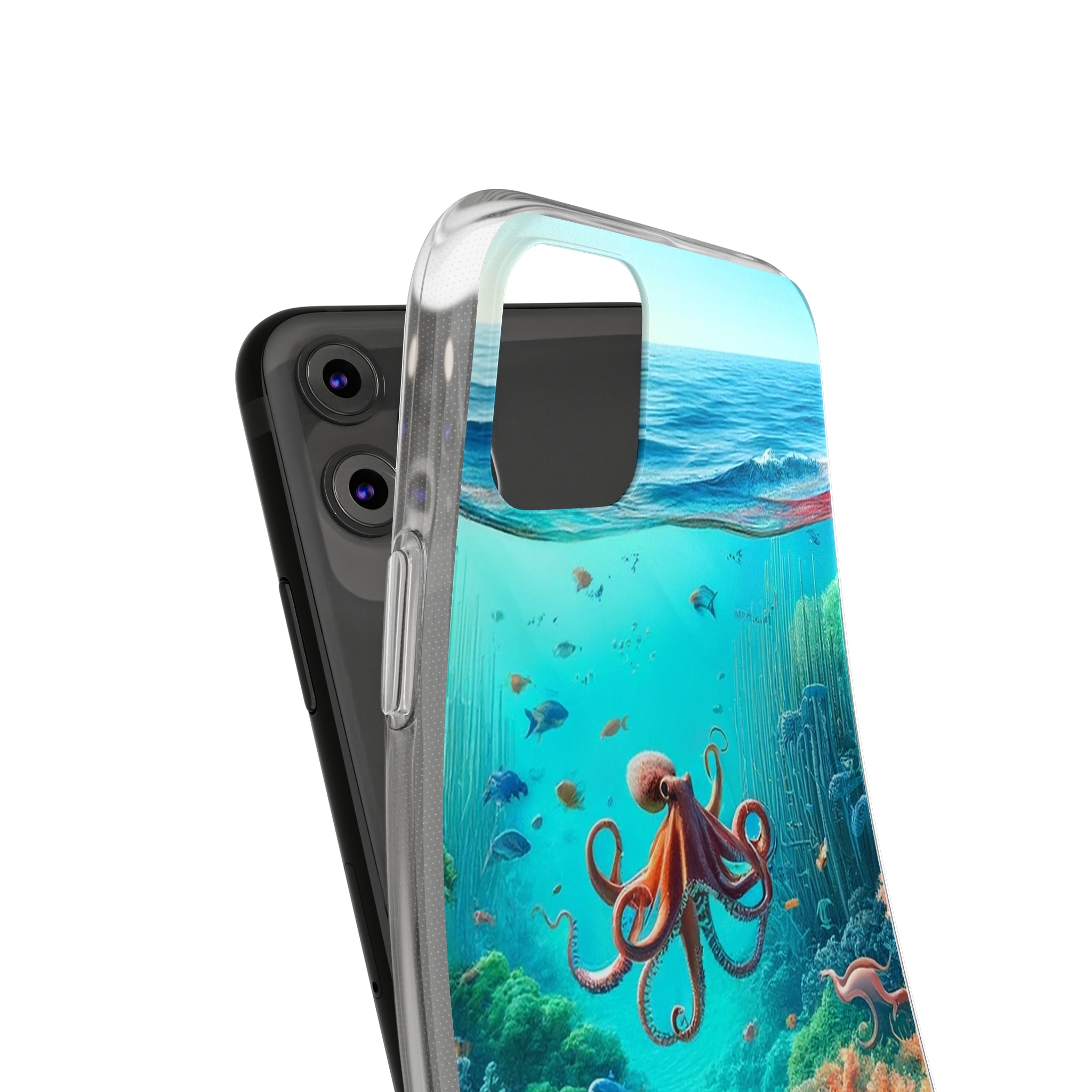 Octopus in turquoise water - Soft Phone Case