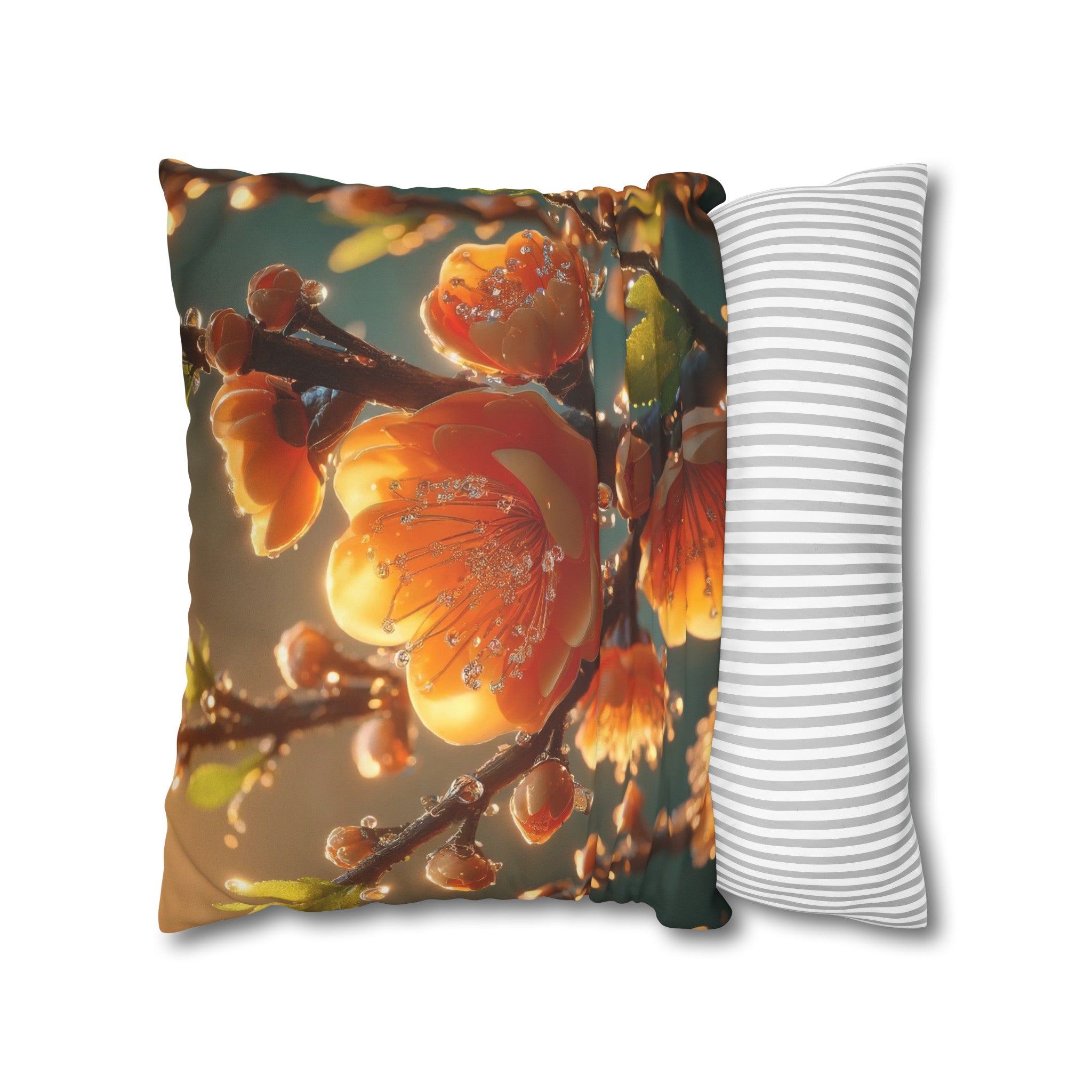 Orange diamond flowers (2) - Suede Square Pillowcase