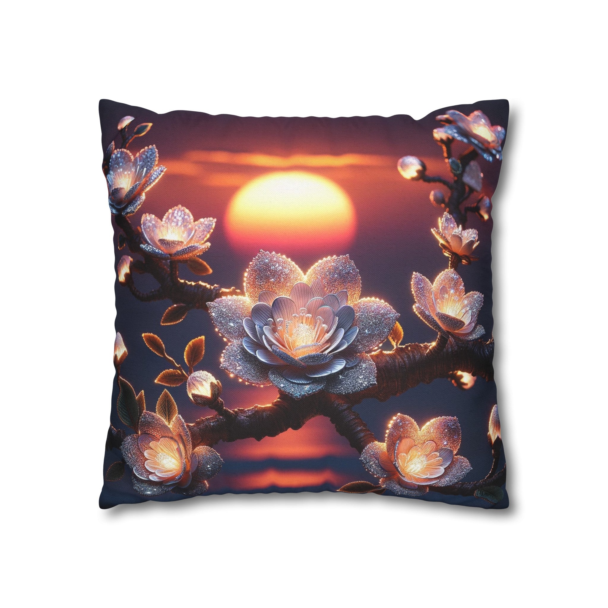 White diamond flowers (6) - Polyester Square Pillowcase