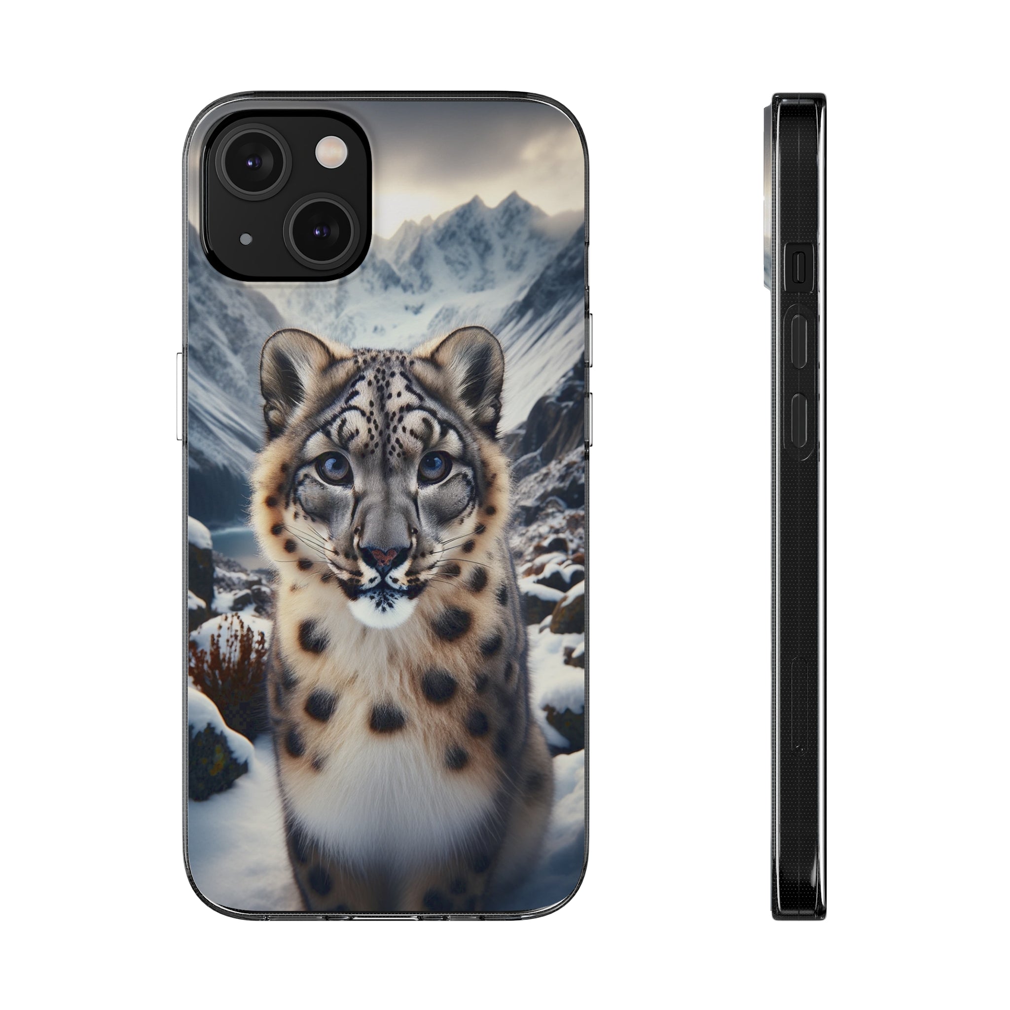 Curious Snow Leopard - Soft Phone Case