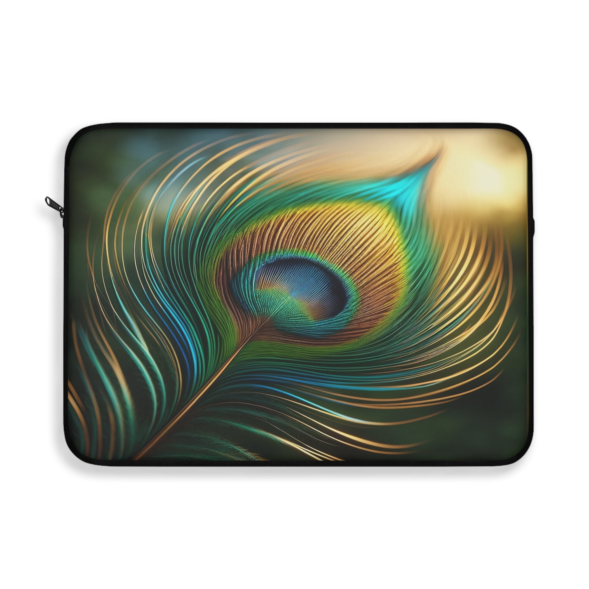 A green-golden peacock feather - Laptop Sleeve